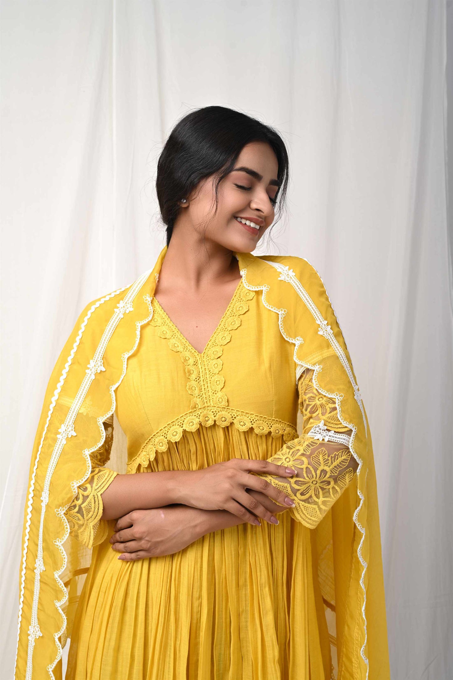 Yellow Lace Anarkali