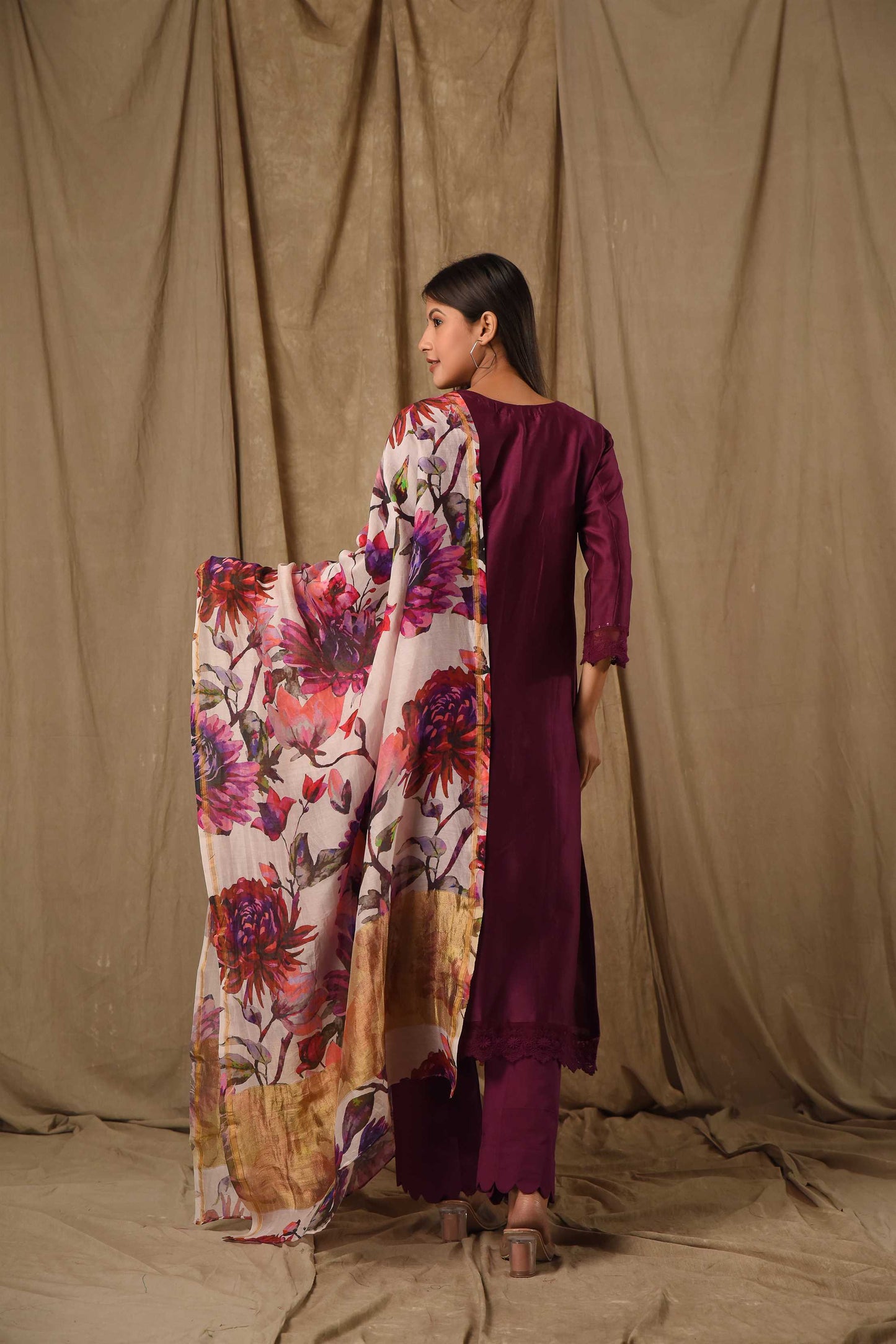 Purple Pintucks Suit Set