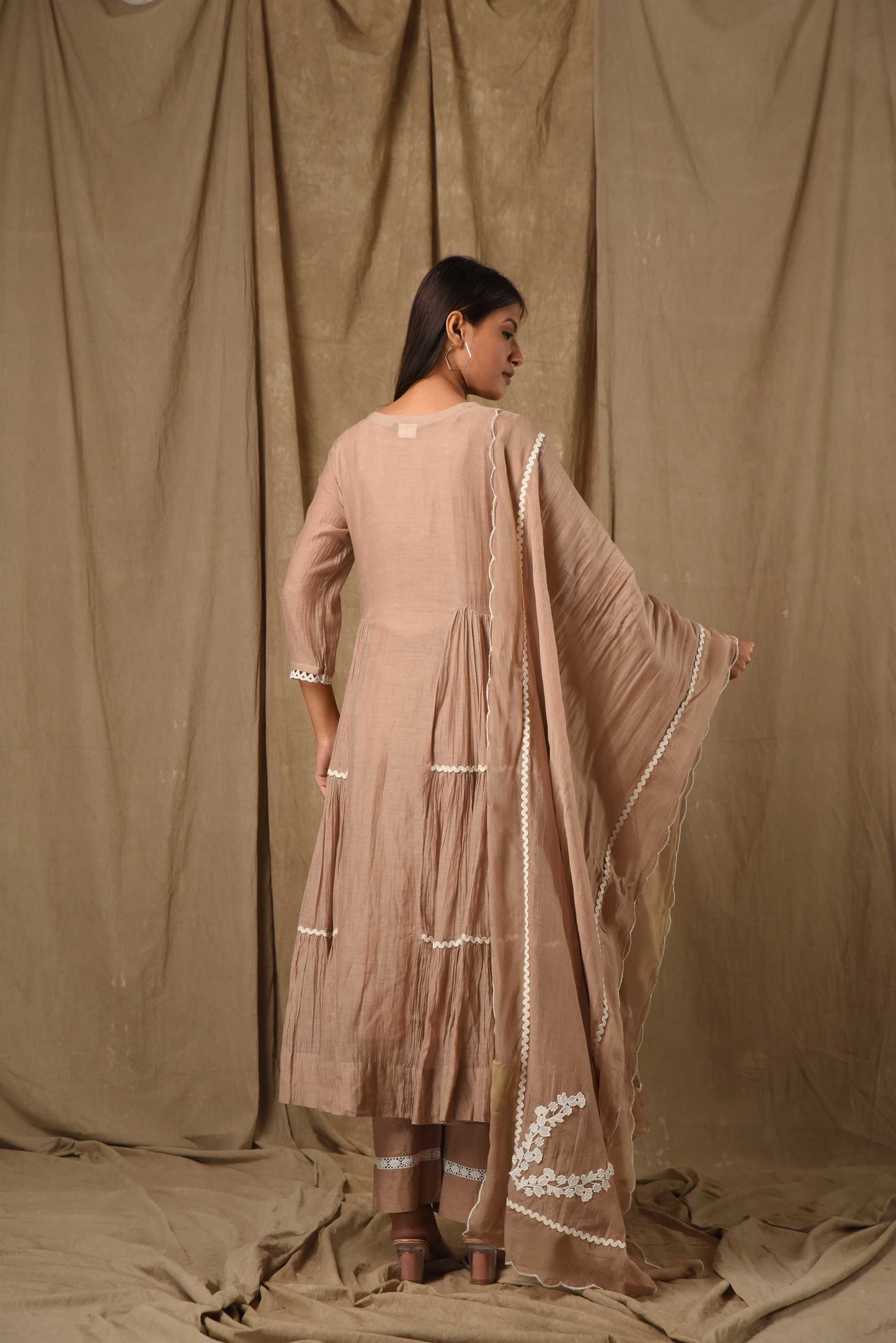 Beige Side Tier Anarkali