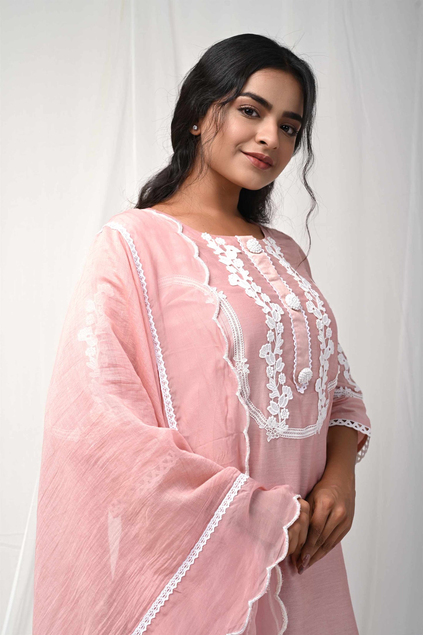 Dusty Peach Back Button Suit Set