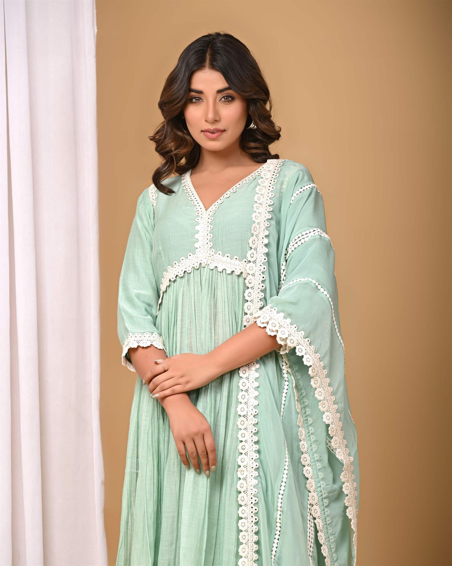 Dusty Green Lace Anarkali