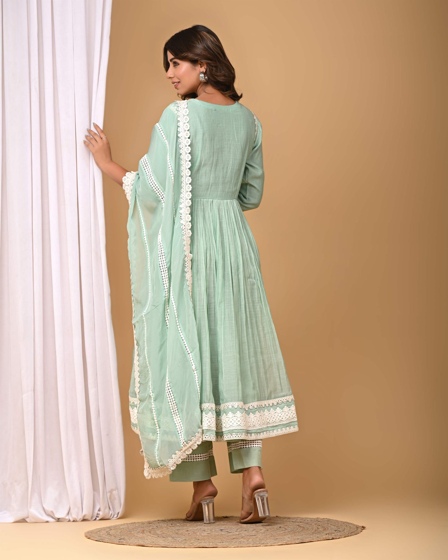 Dusty Green Lace Anarkali
