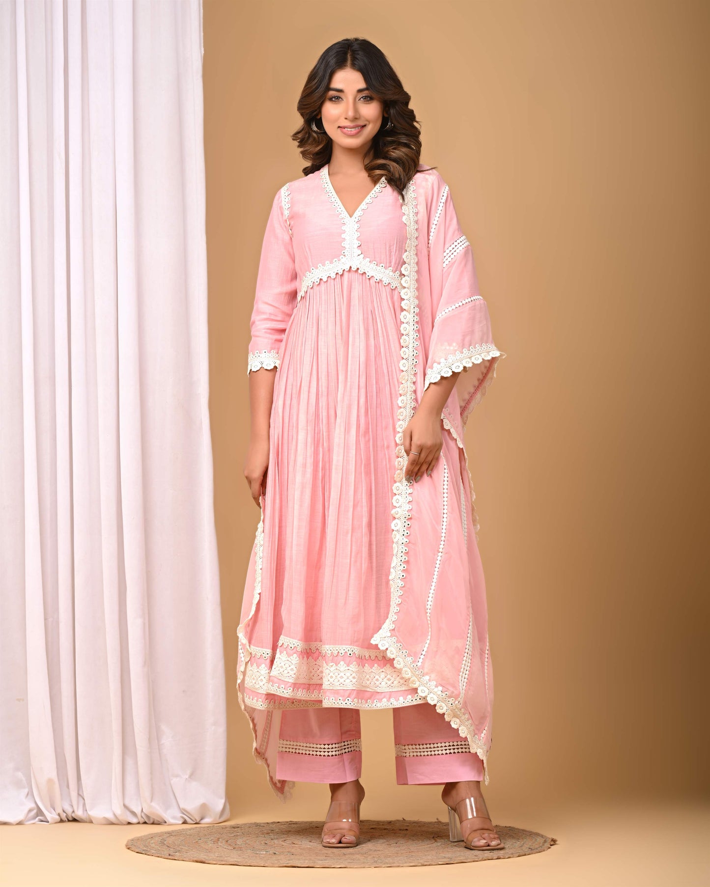 Blush Pink Lace Anarkali