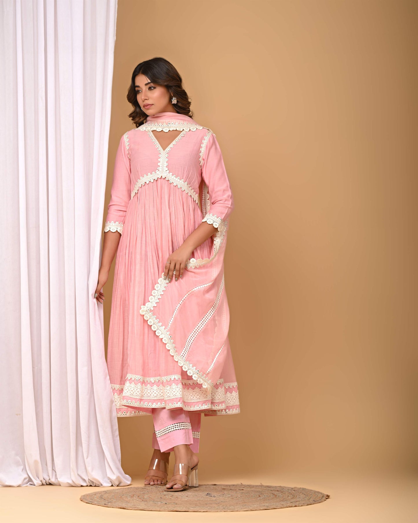 Blush Pink Lace Anarkali