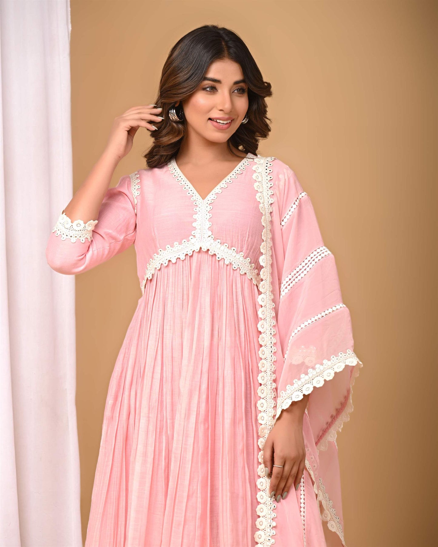 Blush Pink Lace Anarkali