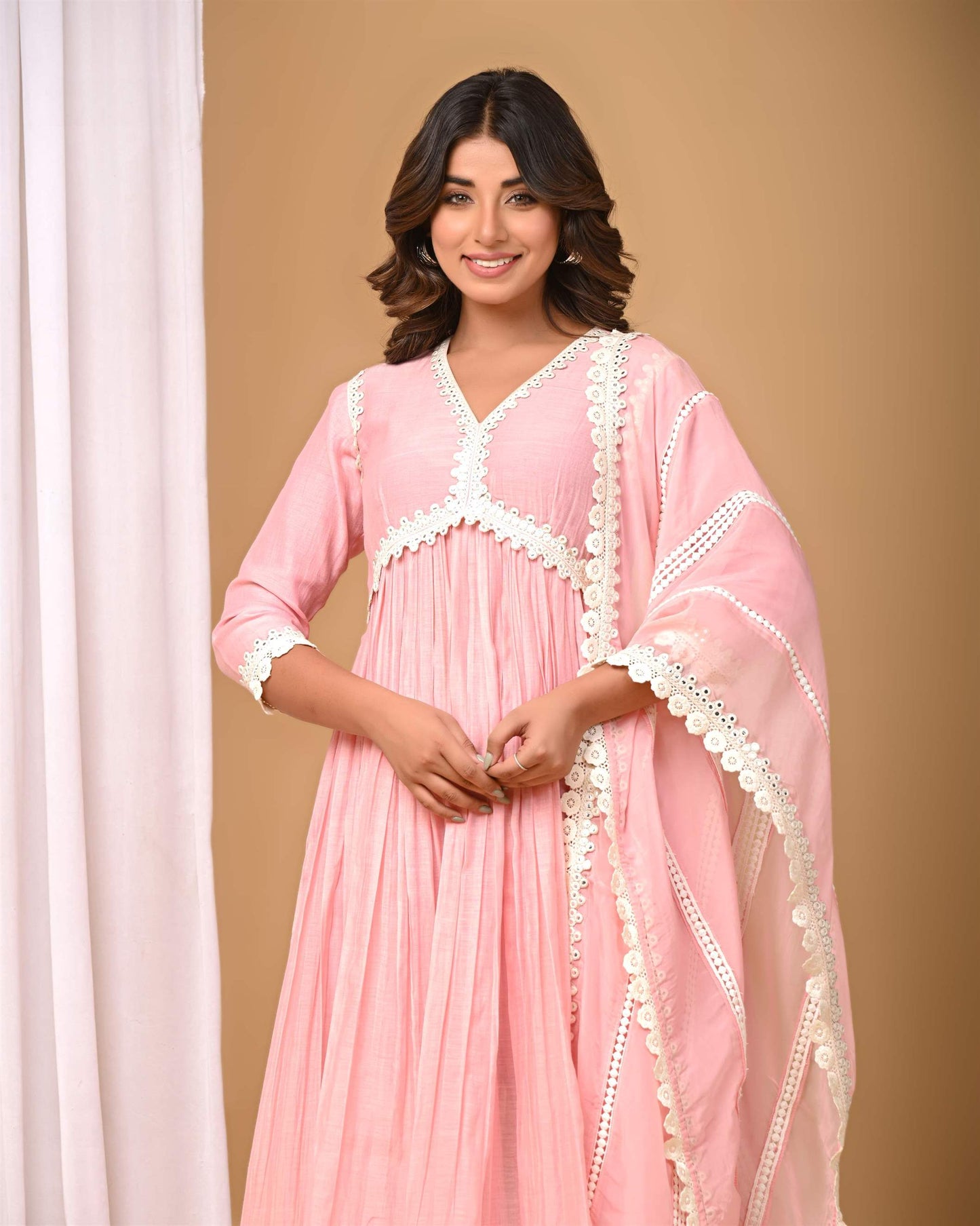 Blush Pink Lace Anarkali