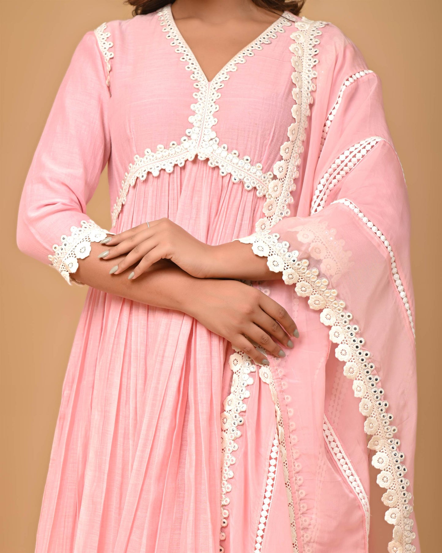 Blush Pink Lace Anarkali