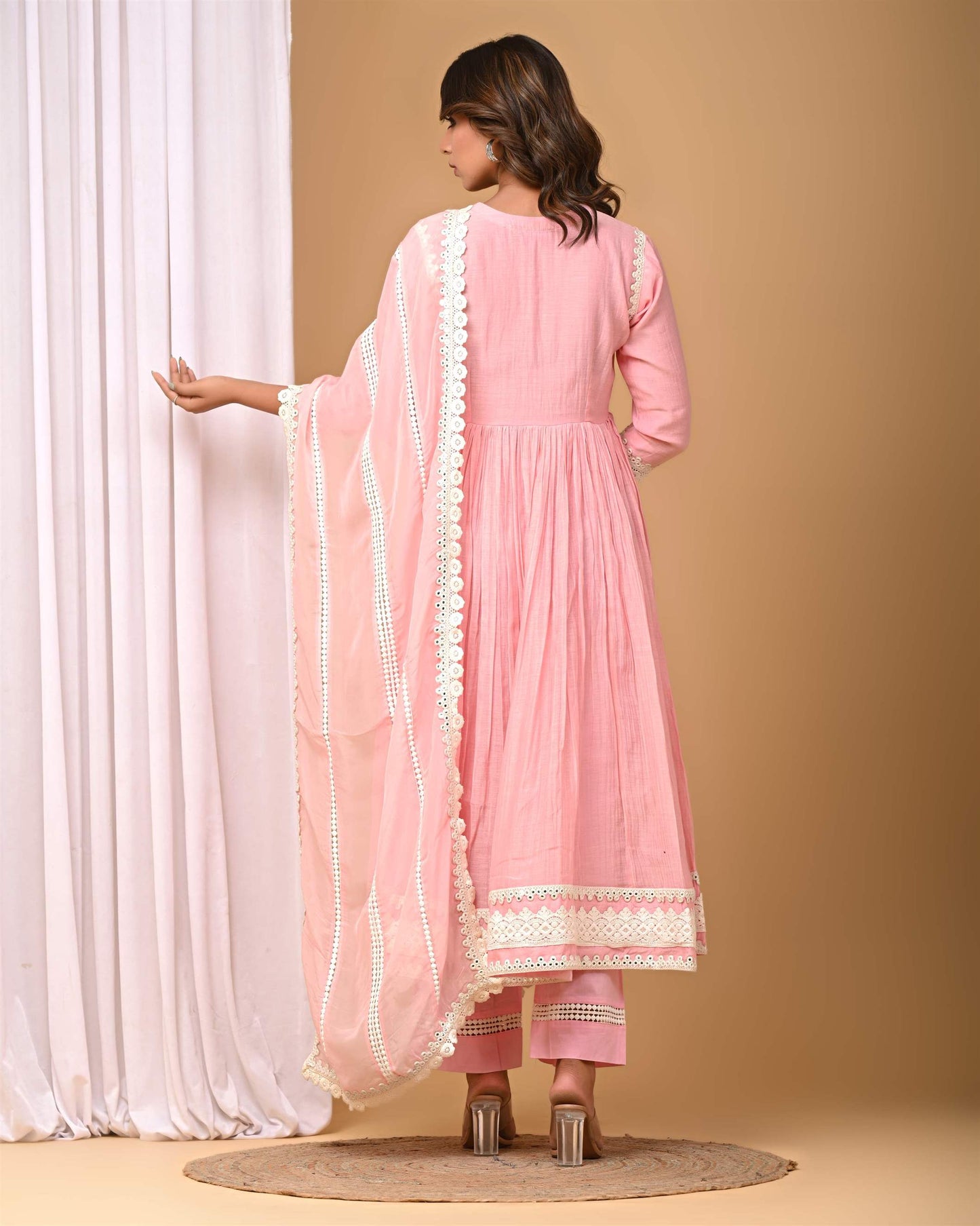 Blush Pink Lace Anarkali