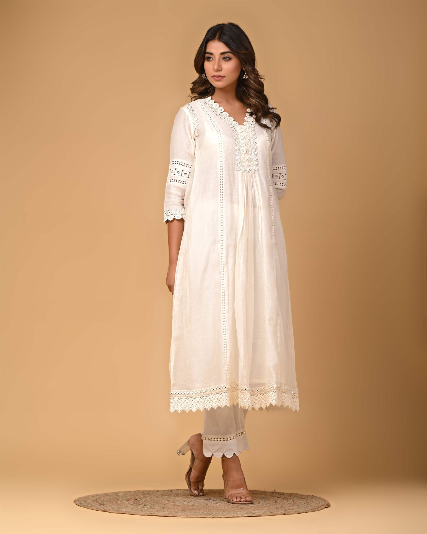 Pearl white Kurta Pant set