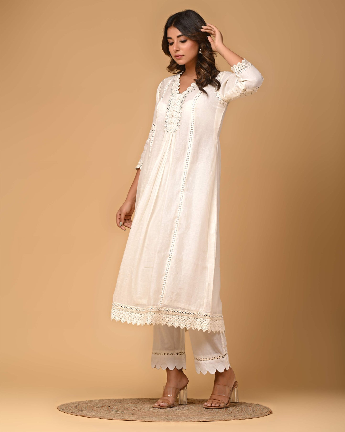 Pearl white Kurta Pant set