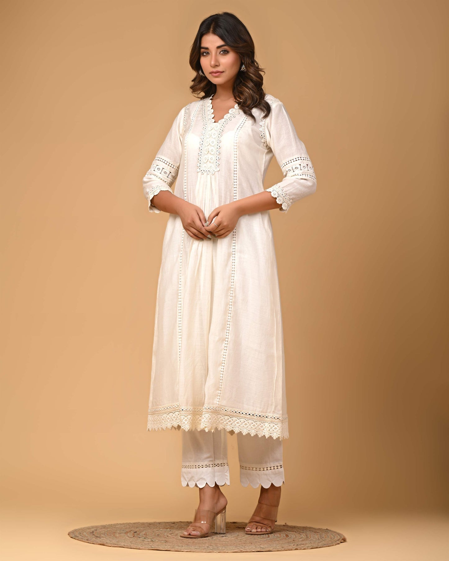 Pearl white Kurta Pant set