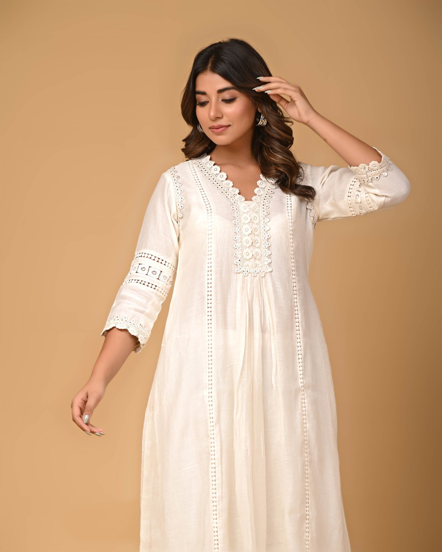 Pearl white Kurta Pant set