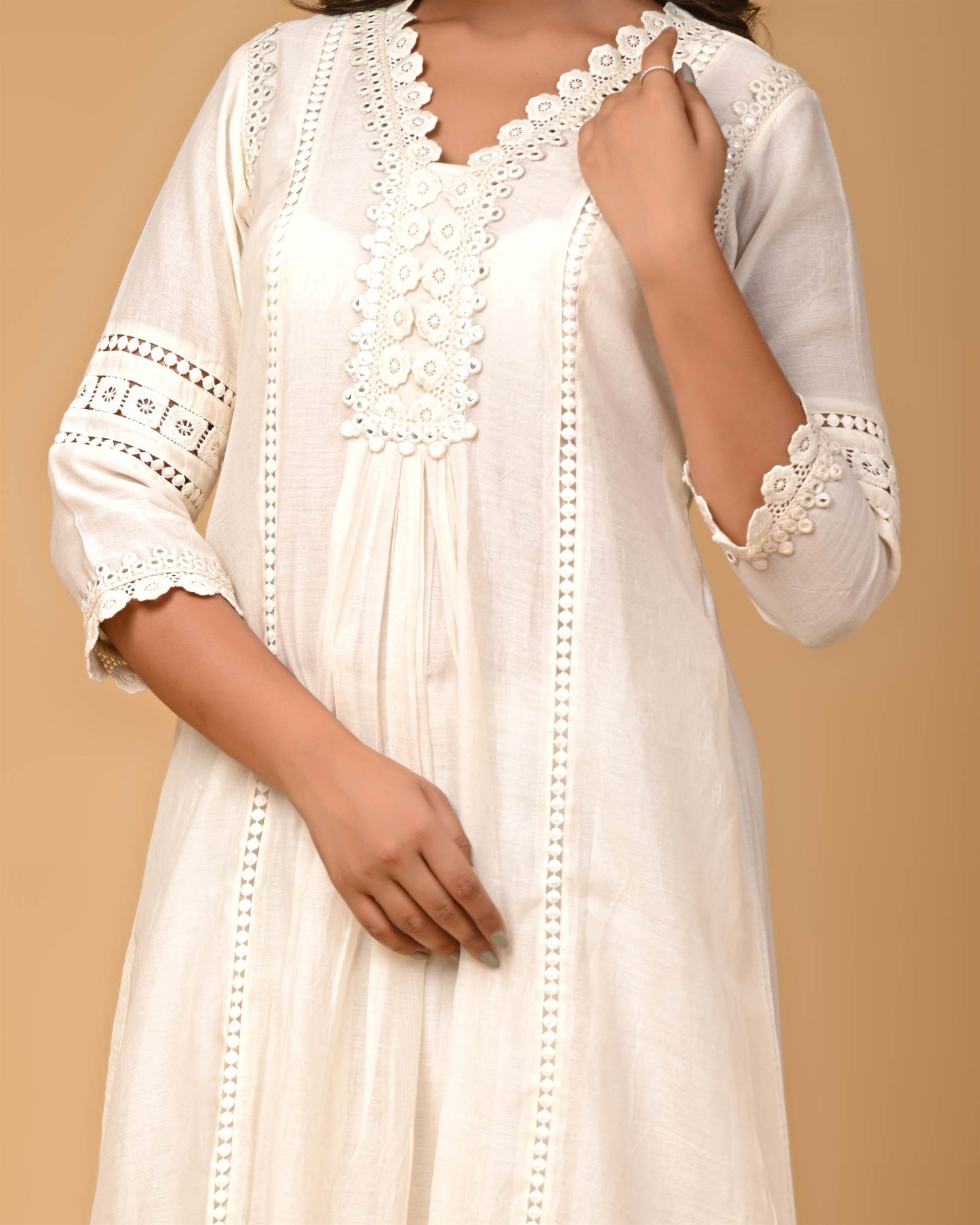 Pearl white Kurta Pant set