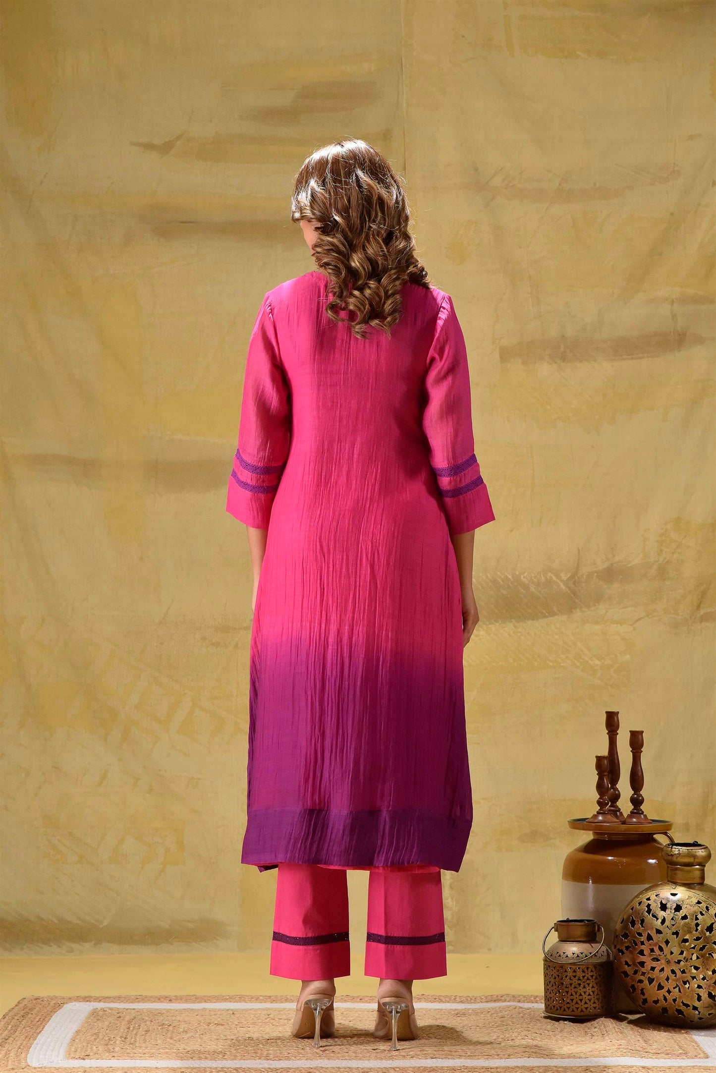 Rani/Purple Ombre Kurta Pant Set