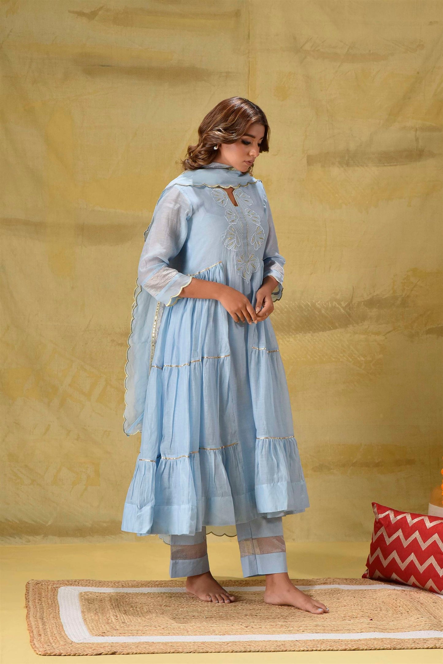 Powder Blue side Tier Suit Set