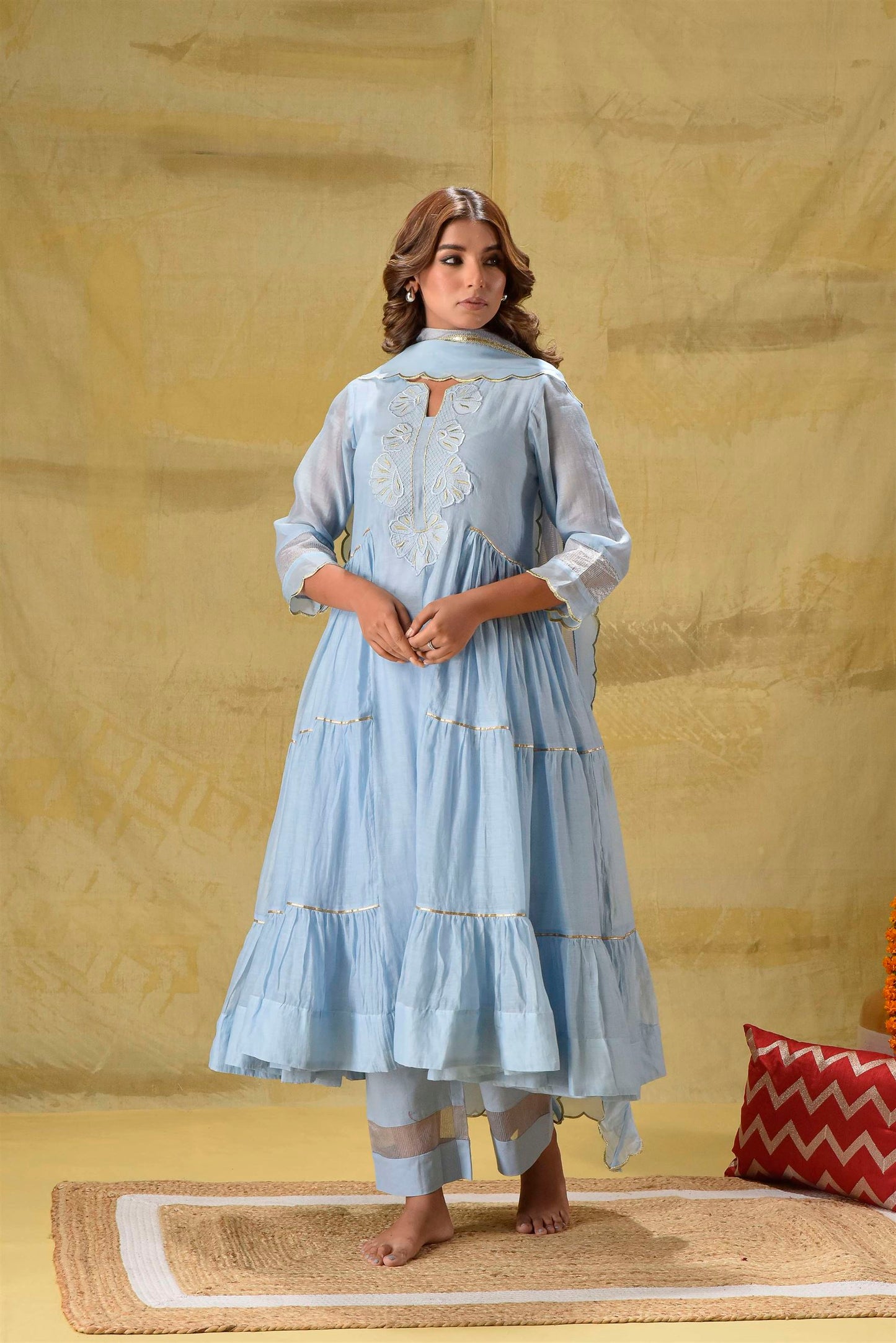 Powder Blue side Tier Suit Set