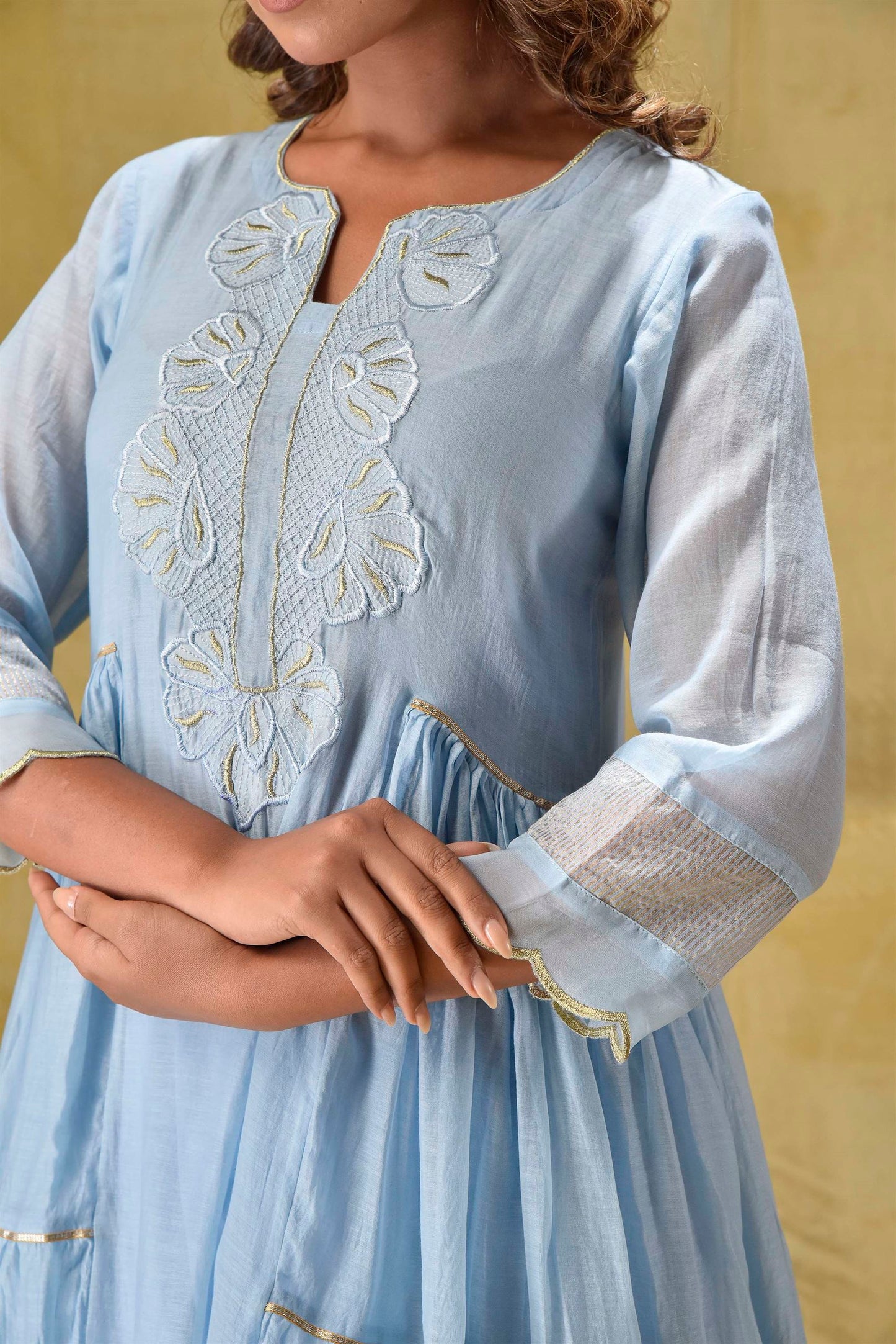 Powder Blue side Tier Suit Set