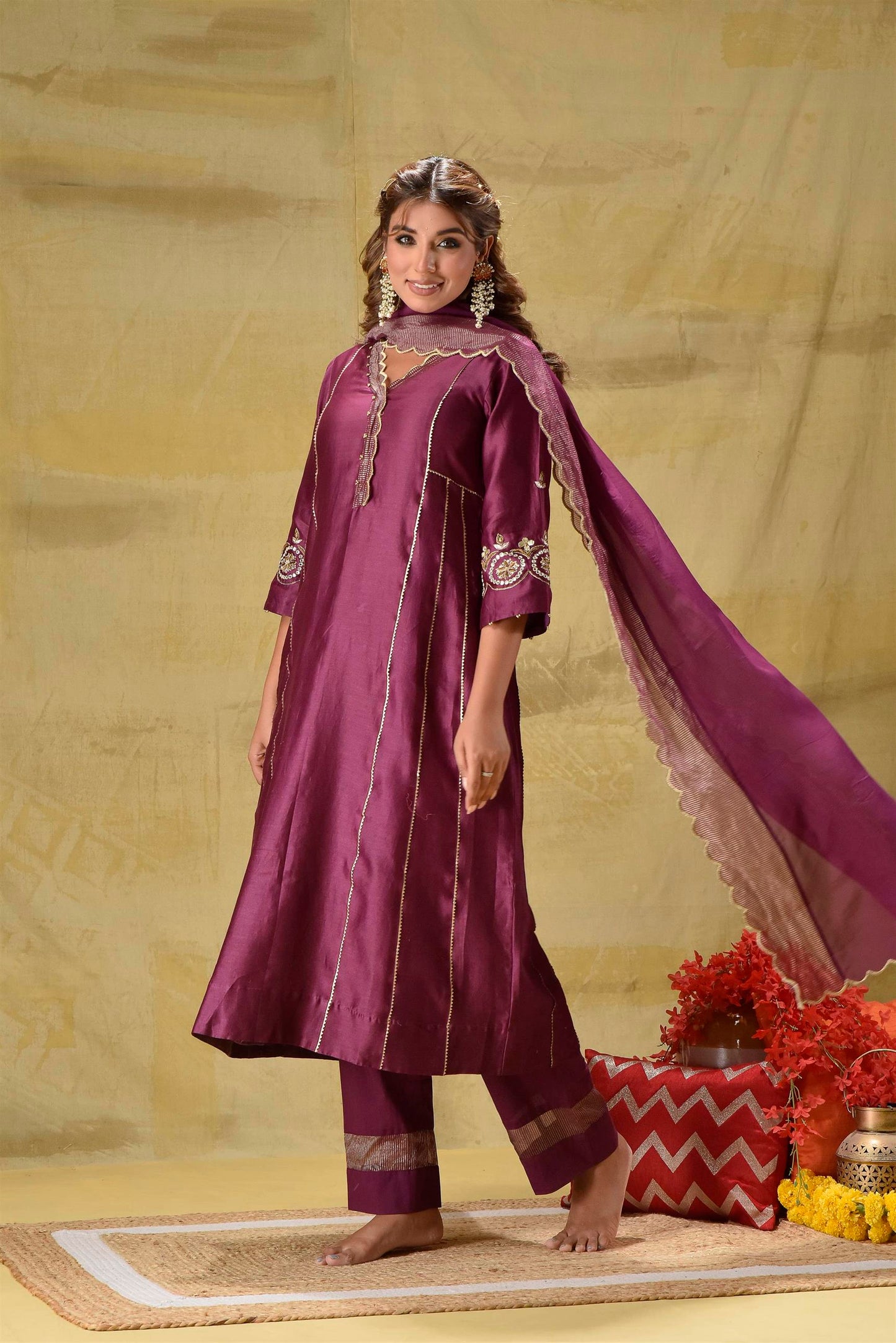 Deep Purple Zardozi Suit Set