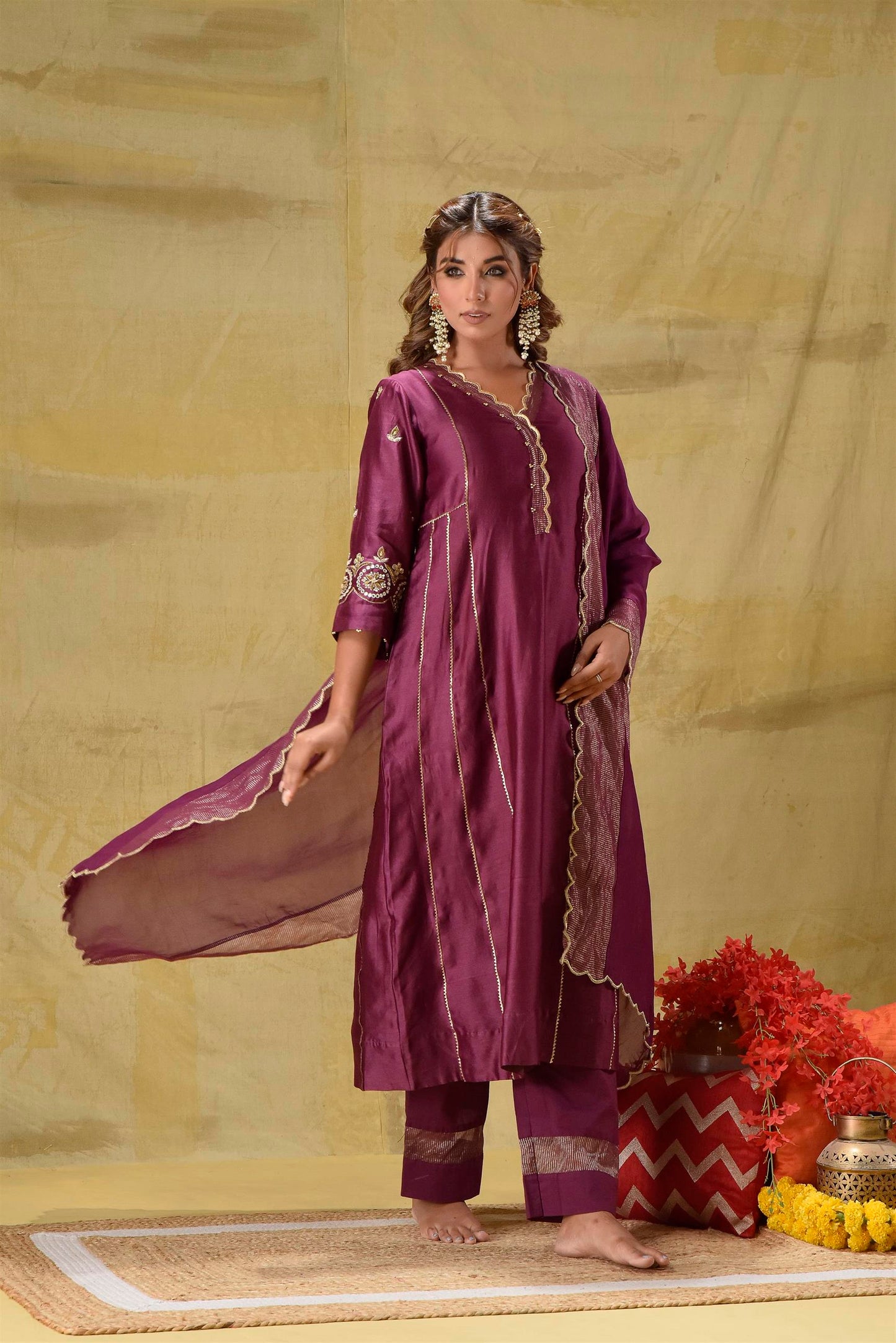Deep Purple Zardozi Suit Set