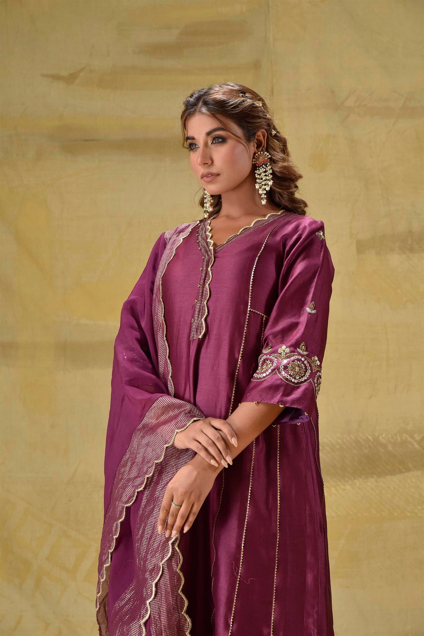 Deep Purple Zardozi Suit Set