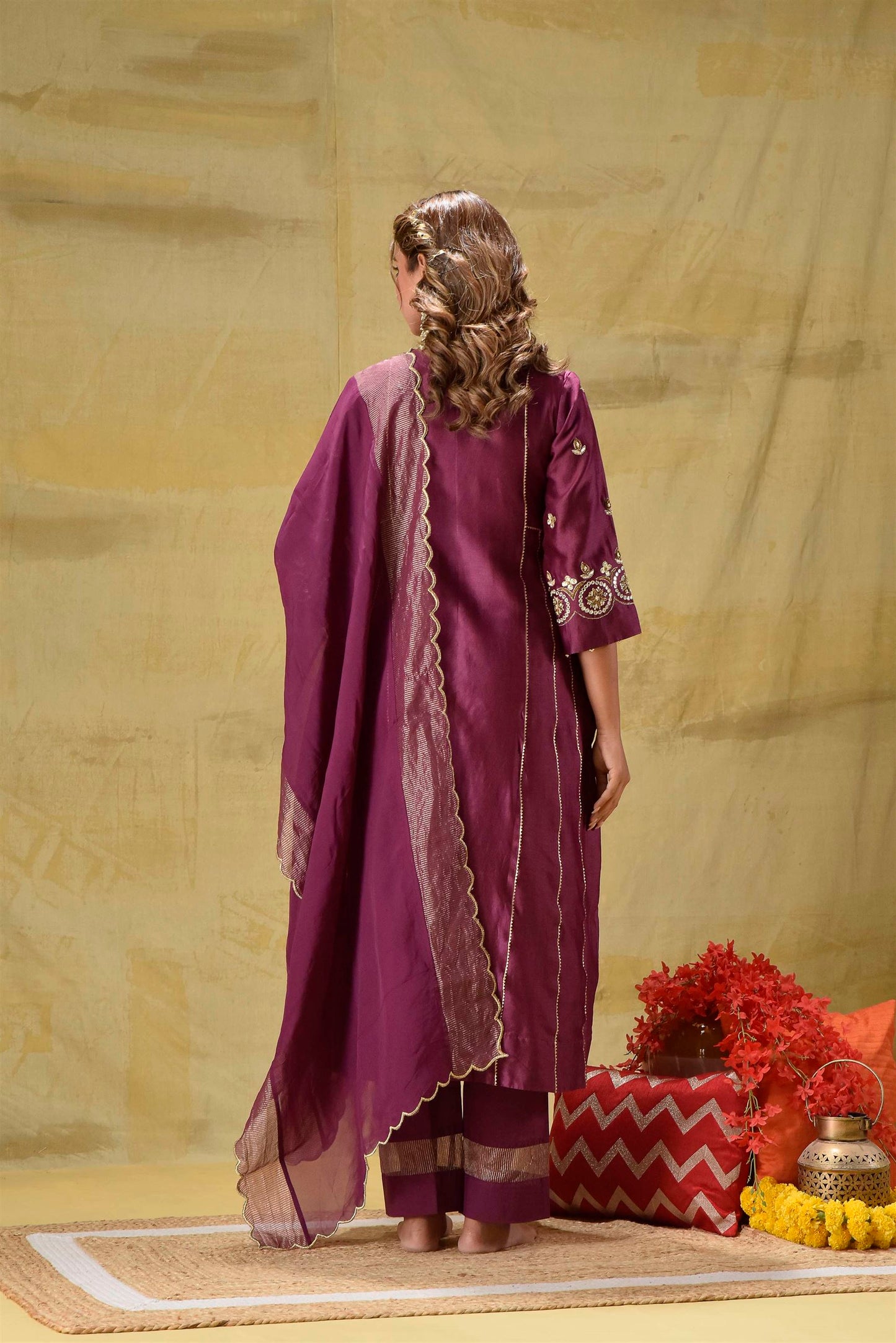 Deep Purple Zardozi Suit Set
