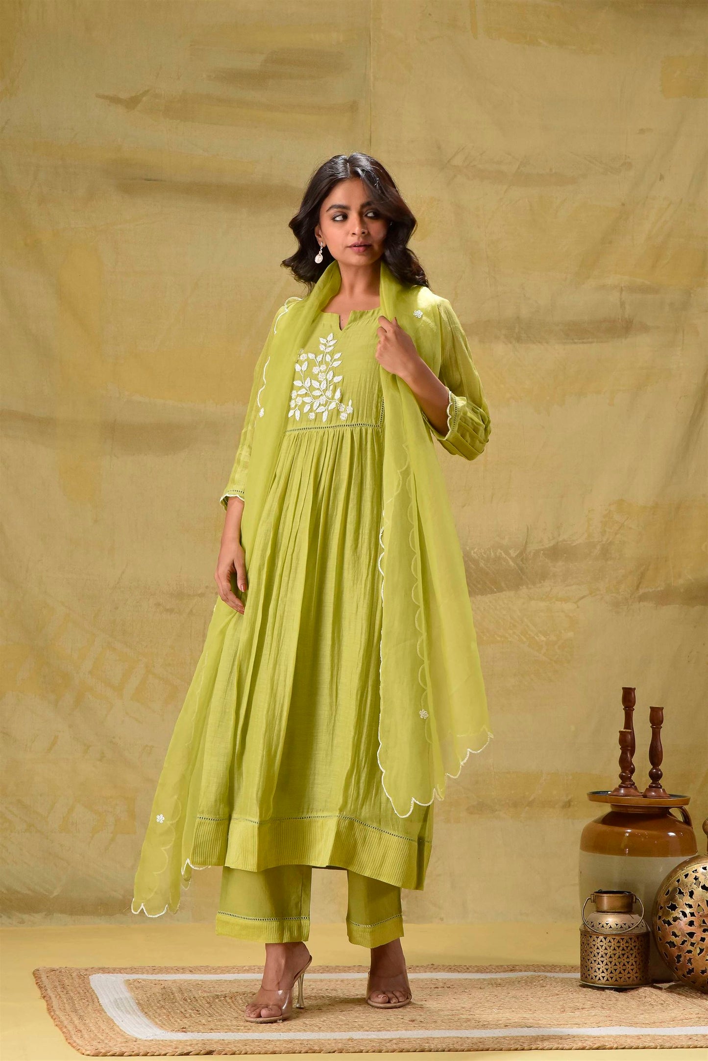 Ambar- Lime Green Suit set