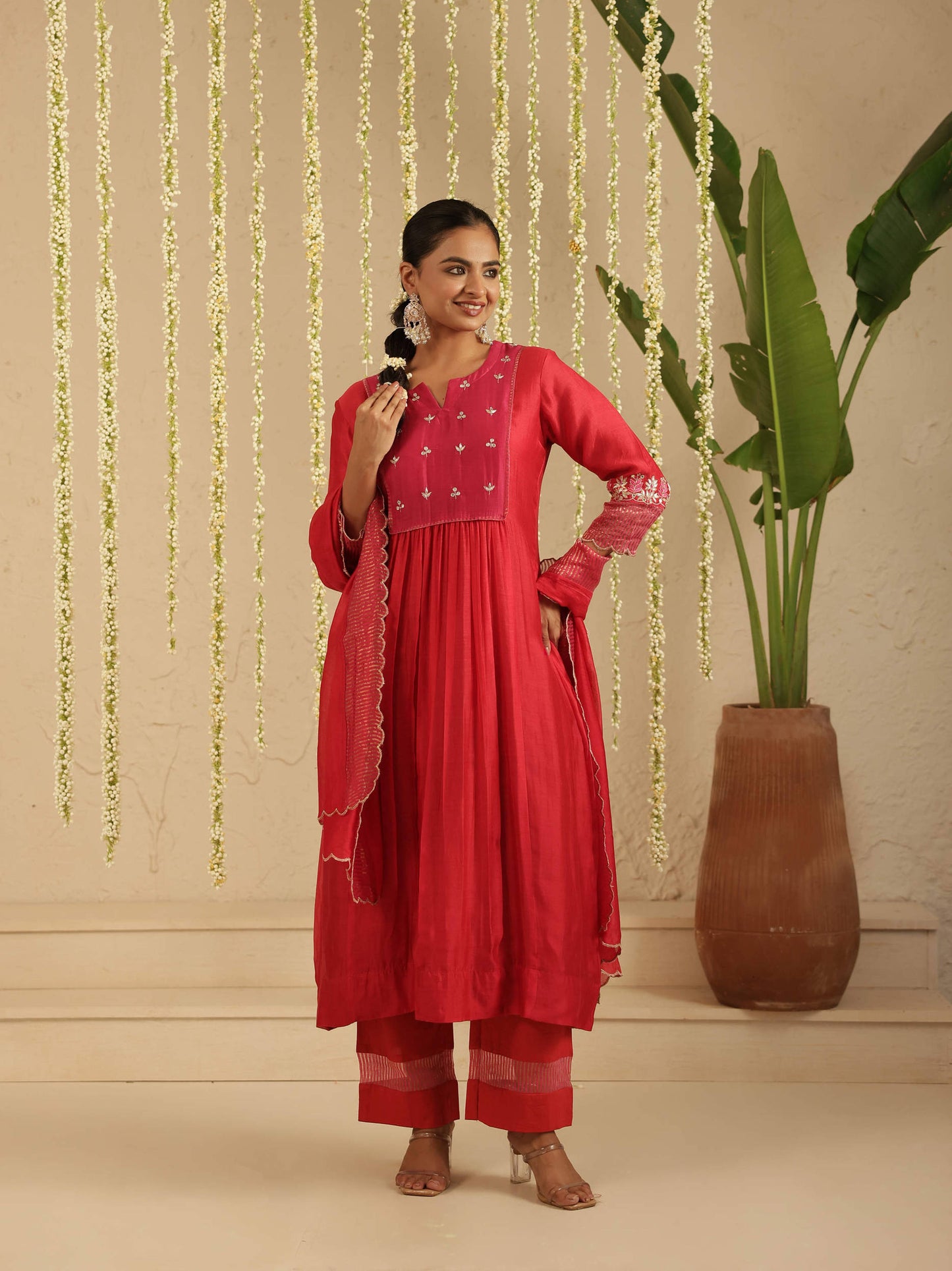 Red/ Rani Gota Patti Suit Set