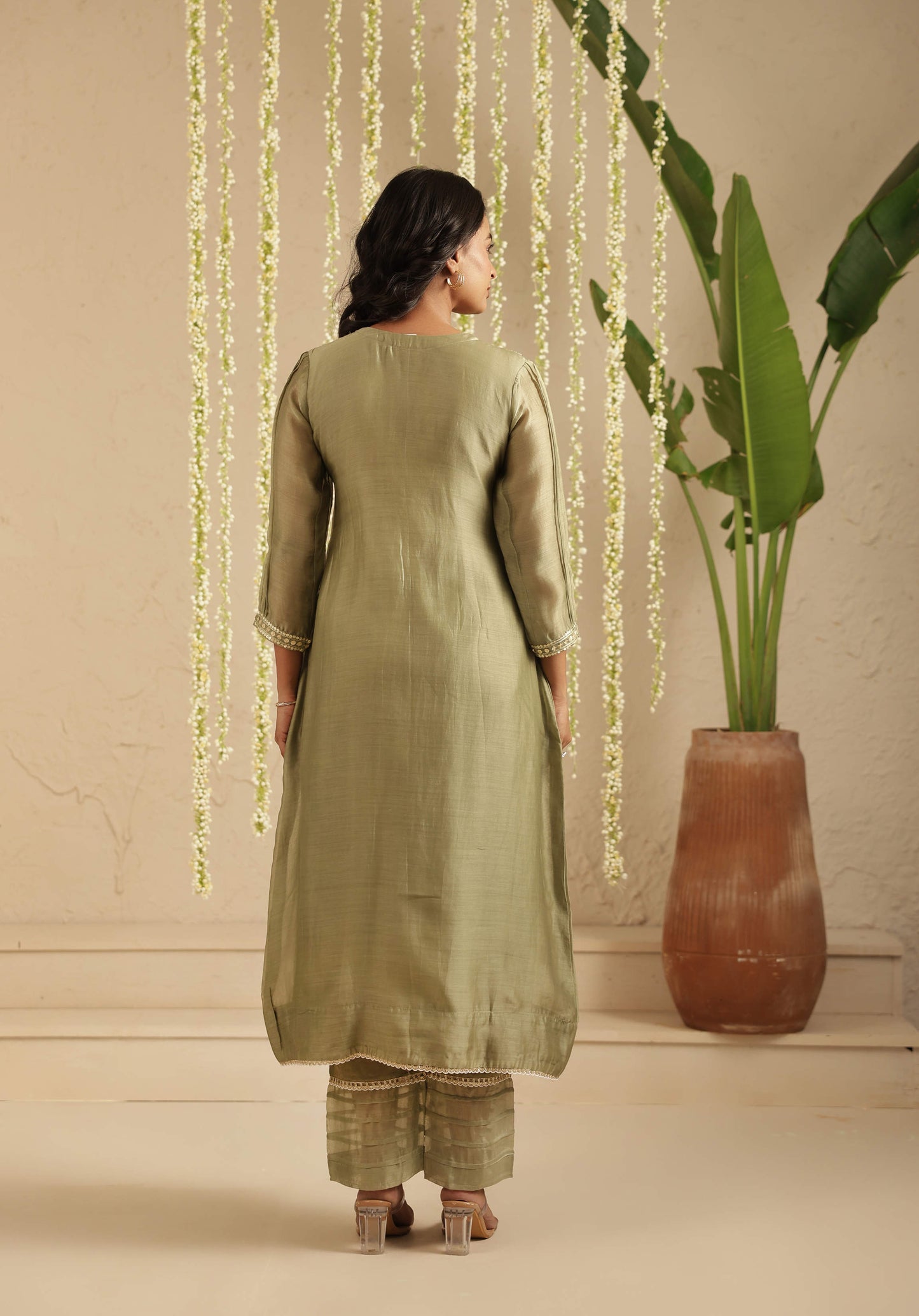 Moss Green Sequence work 2 pc Set