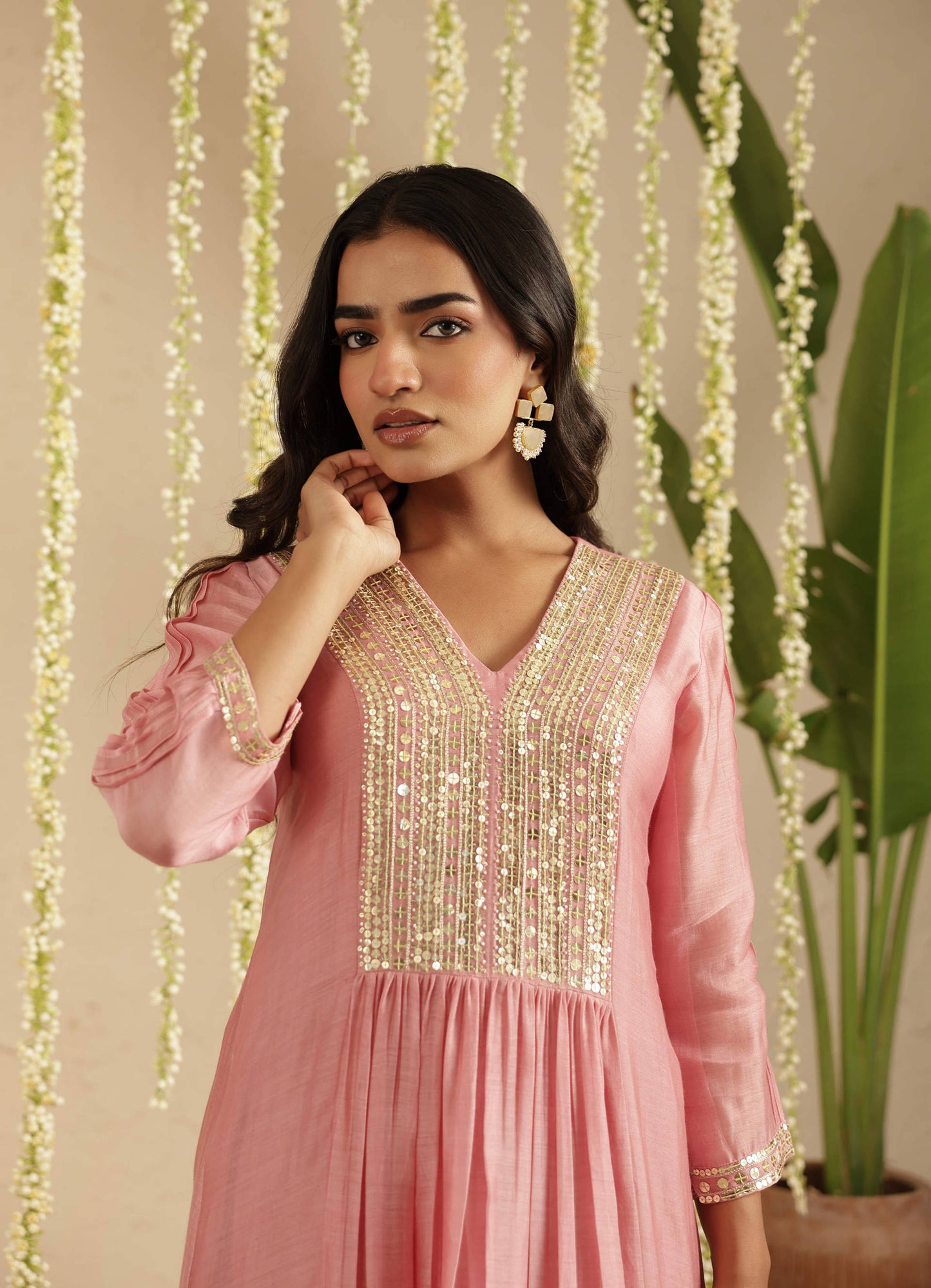 Dusty Pink Sequence work 2 pc Set