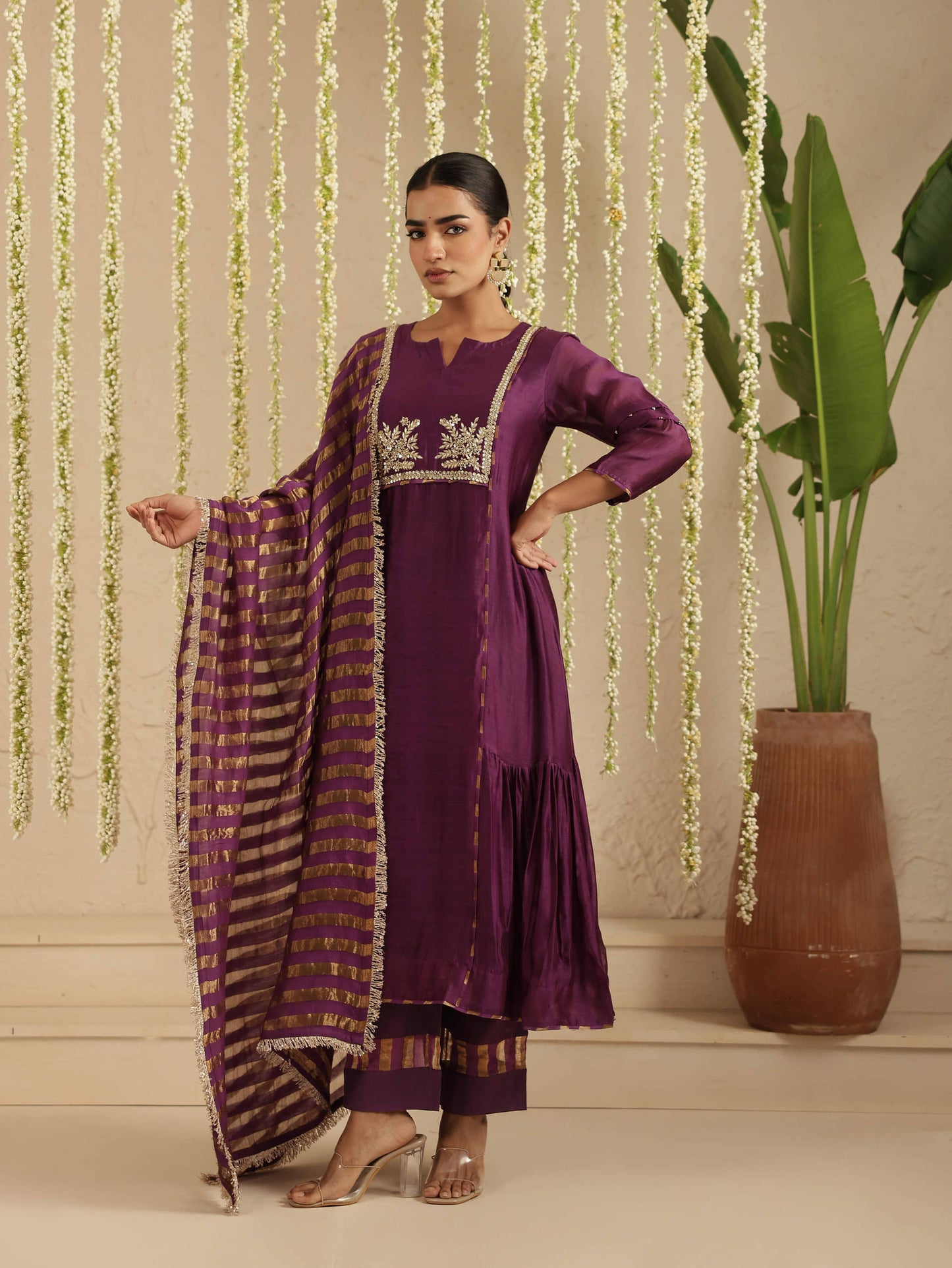 Purple Tier Anarkali