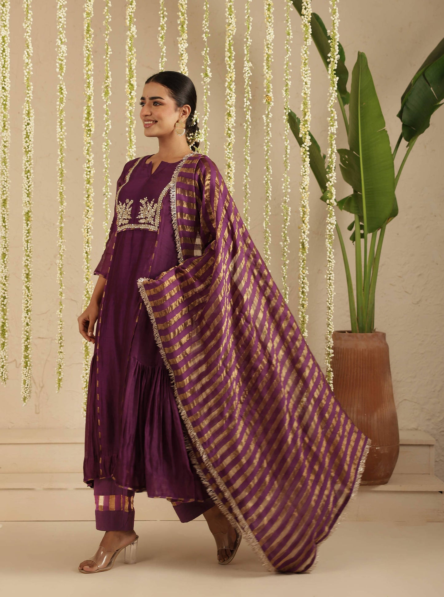 Purple Tier Anarkali