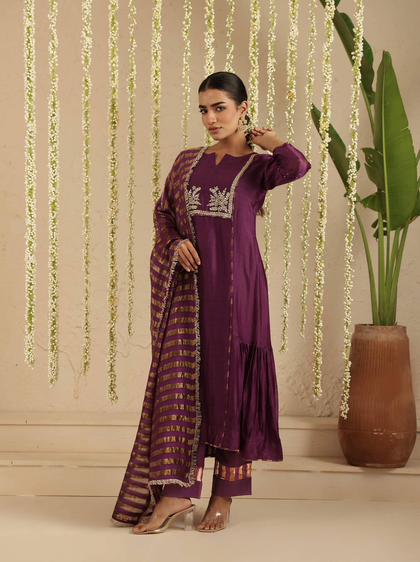 Purple Tier Anarkali