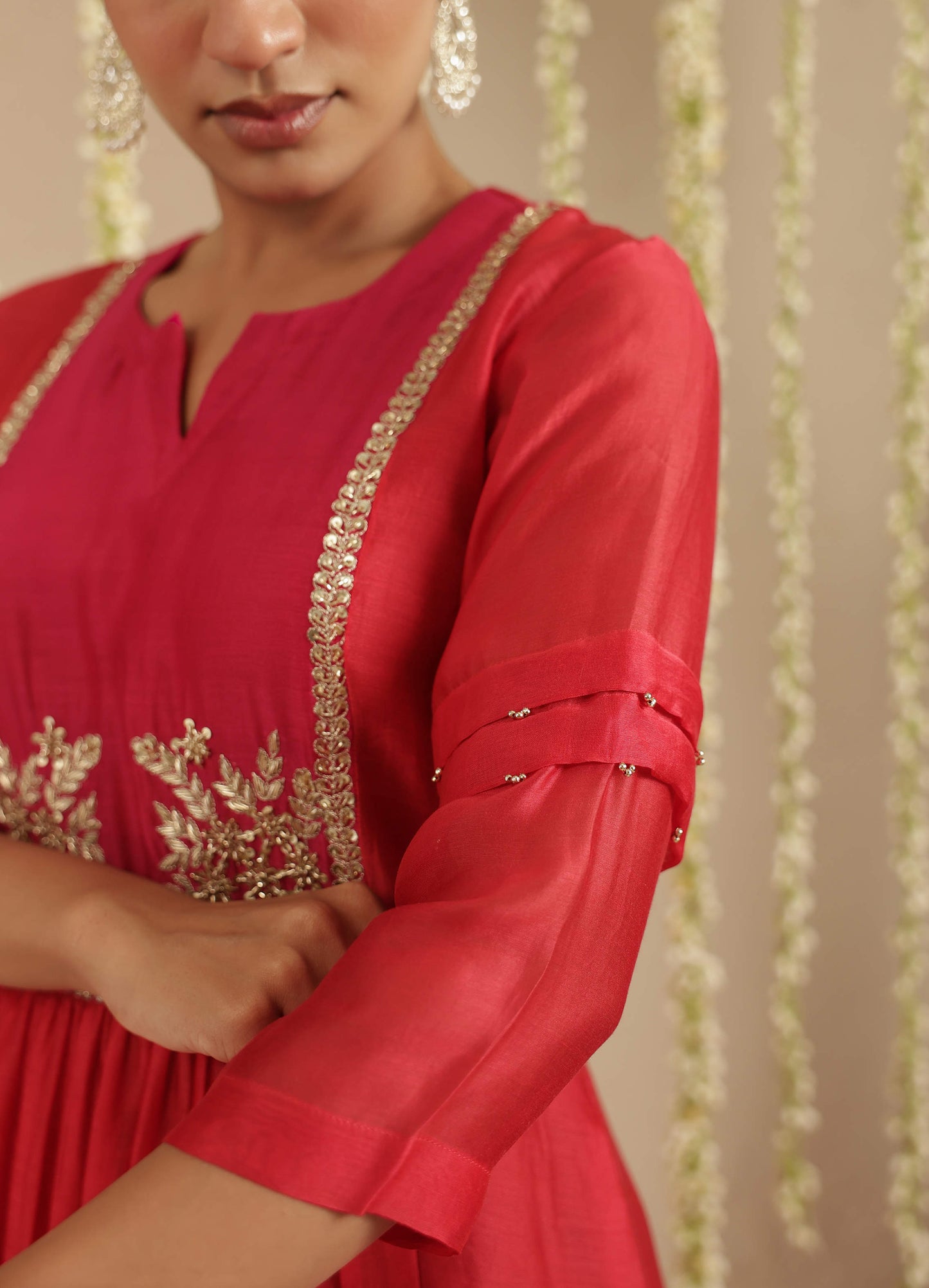Red and Rani Double Boota Suit Set