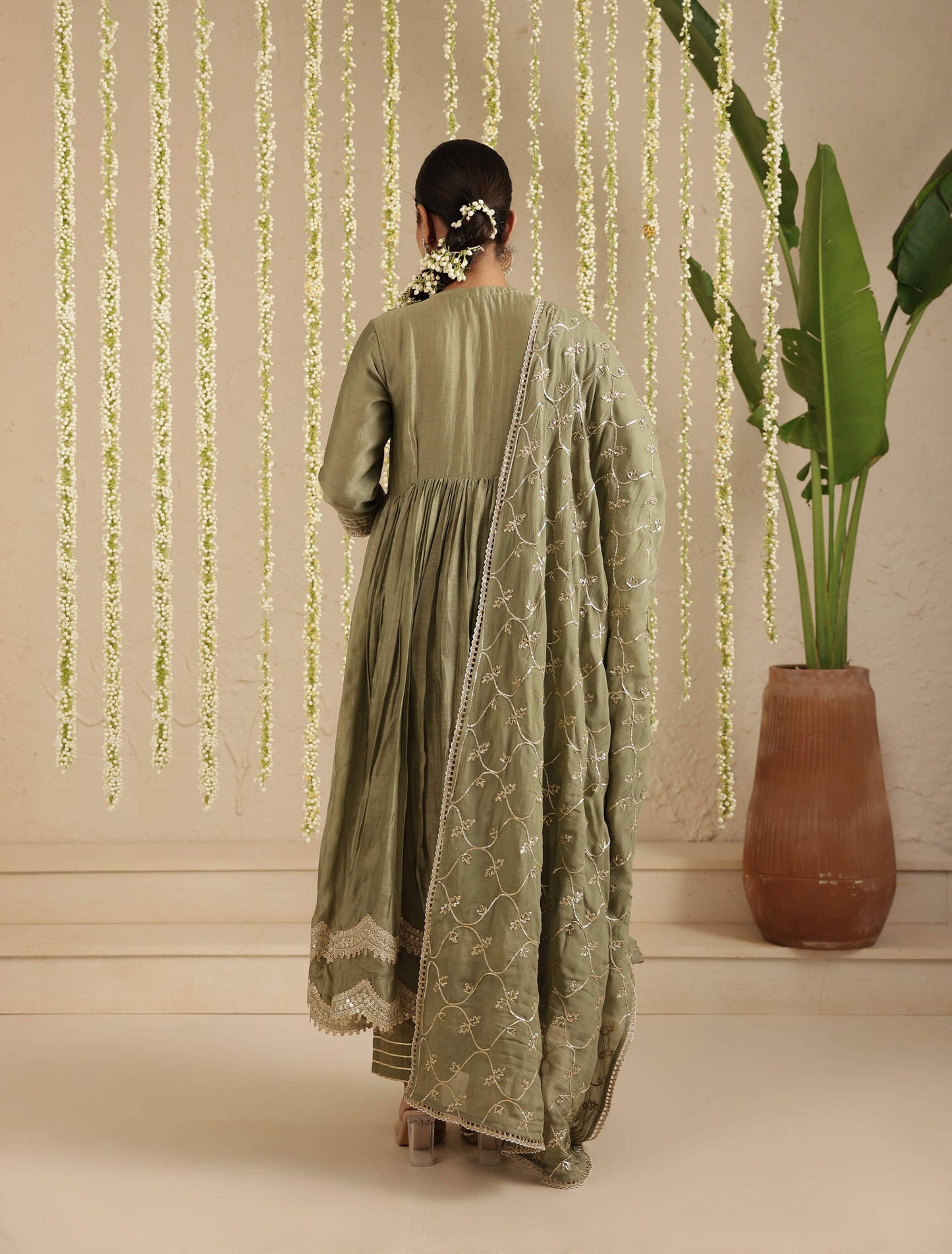 Moss Green Anarkali