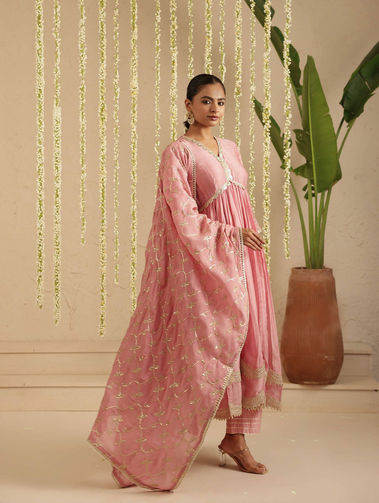 Dusty Pink Green Anarkali