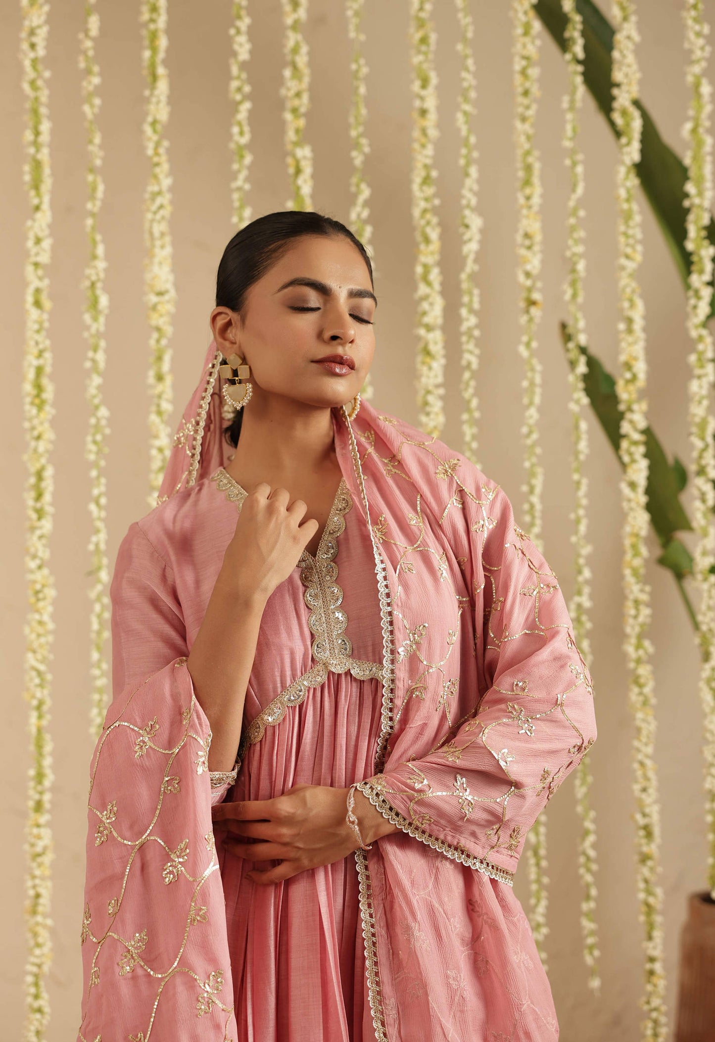Dusty Pink Green Anarkali