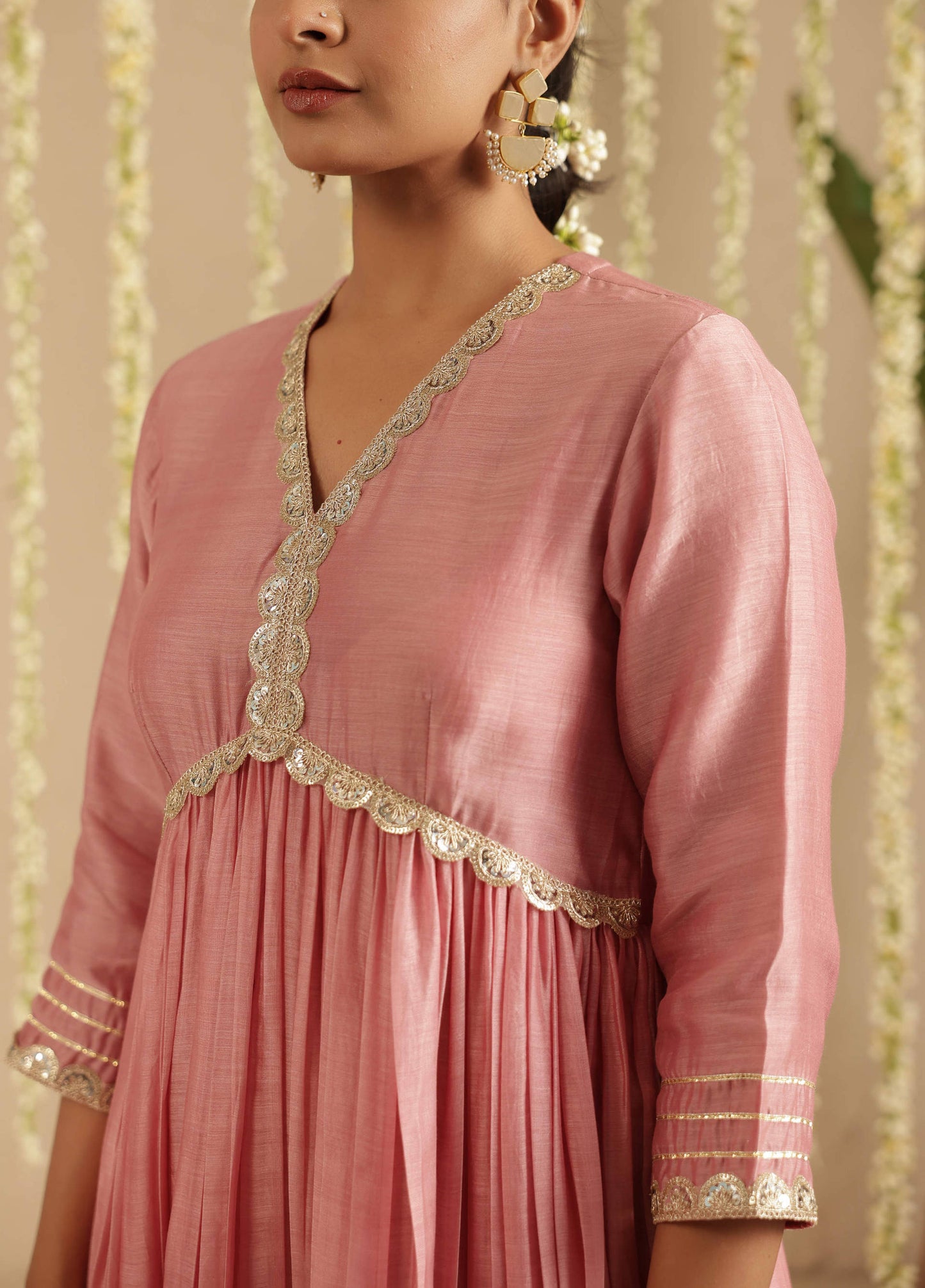 Dusty Pink Green Anarkali