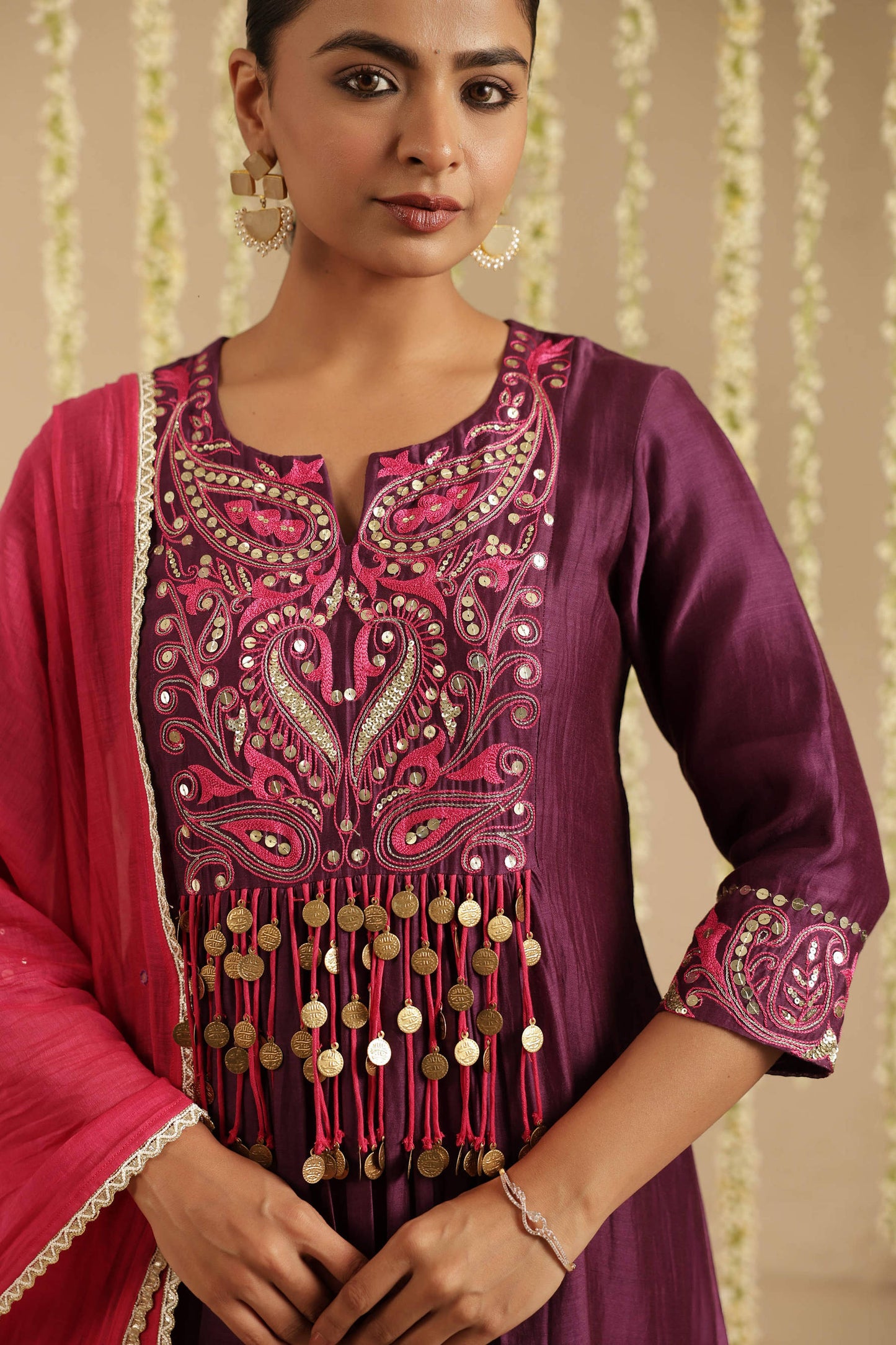 Purple and Hot Pink Tassel Set