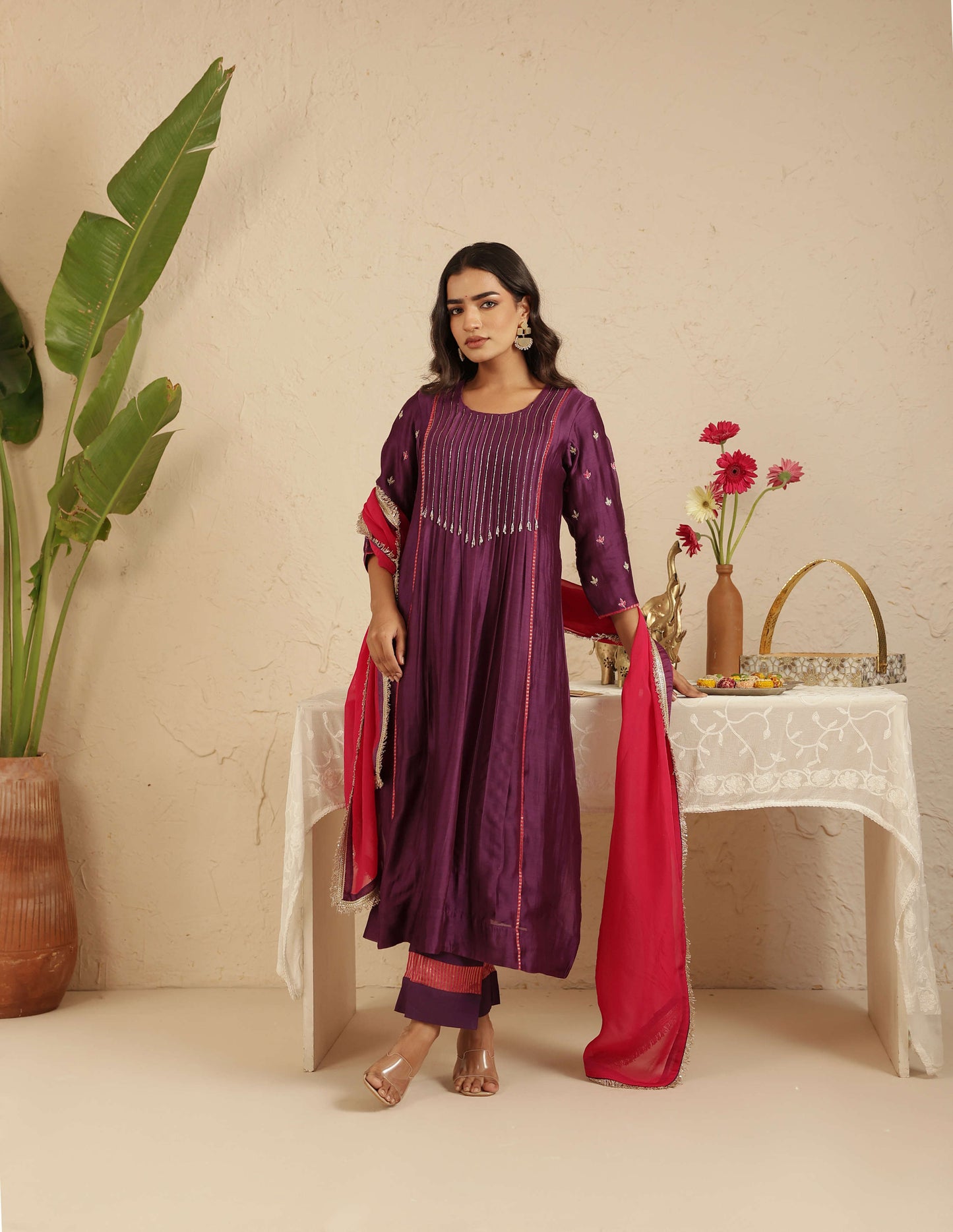 Purple Cut Daana Tassel suit set