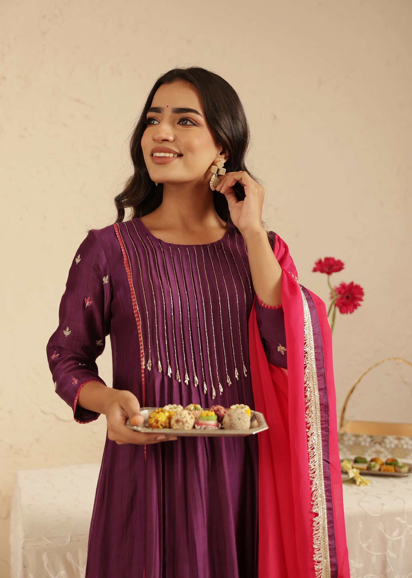 Purple Cut Daana Tassel suit set