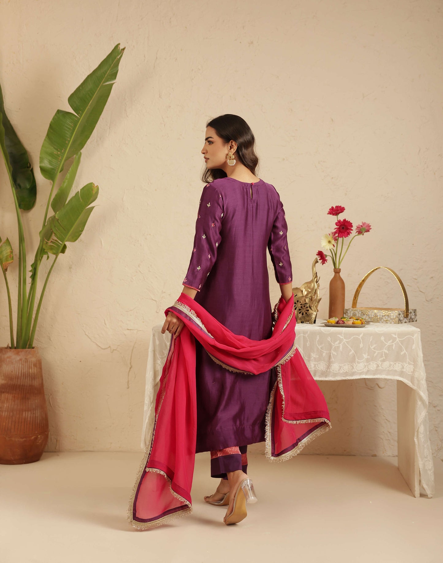 Purple Cut Daana Tassel suit set