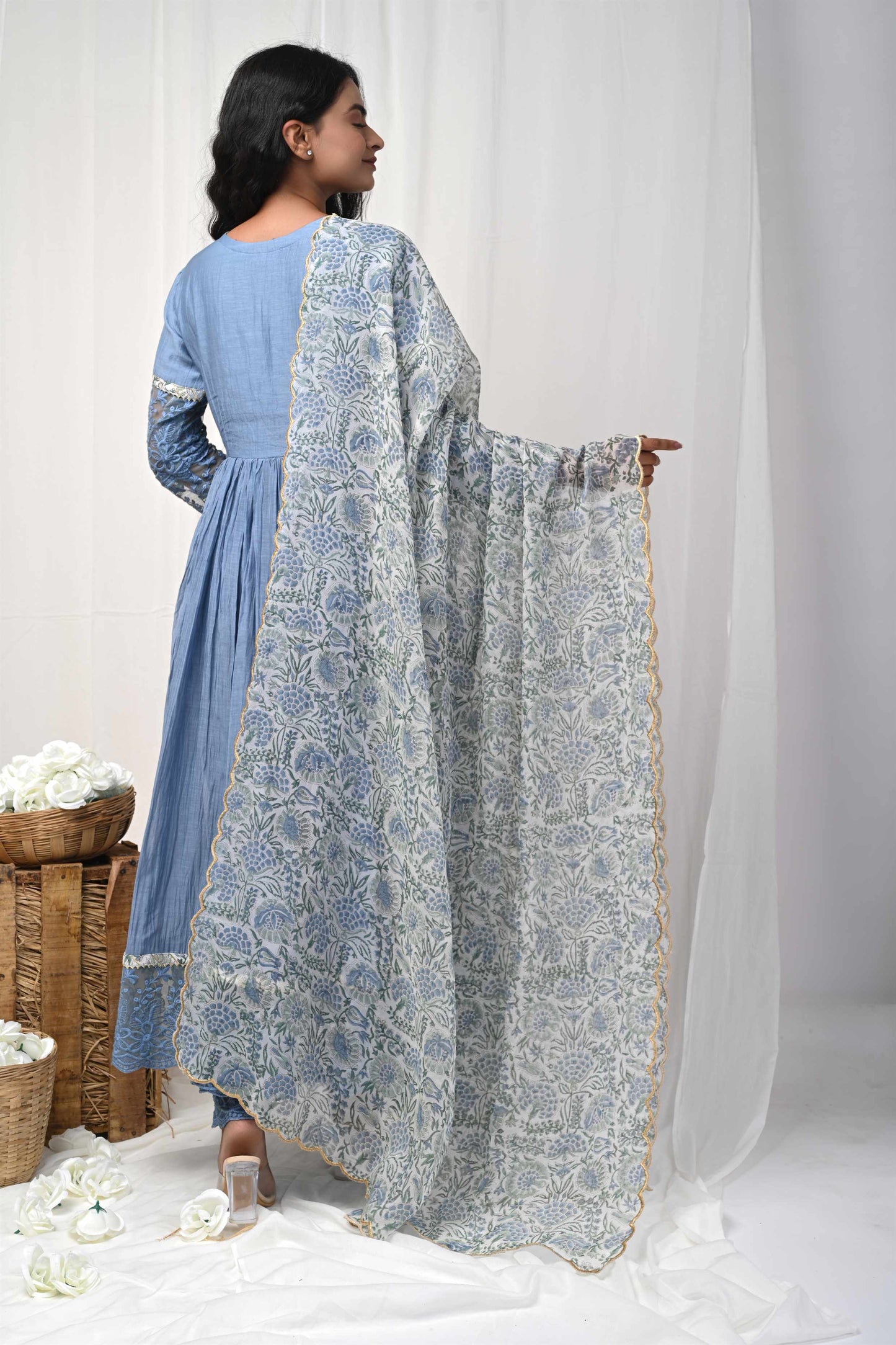 Grey  Lace Anarkali