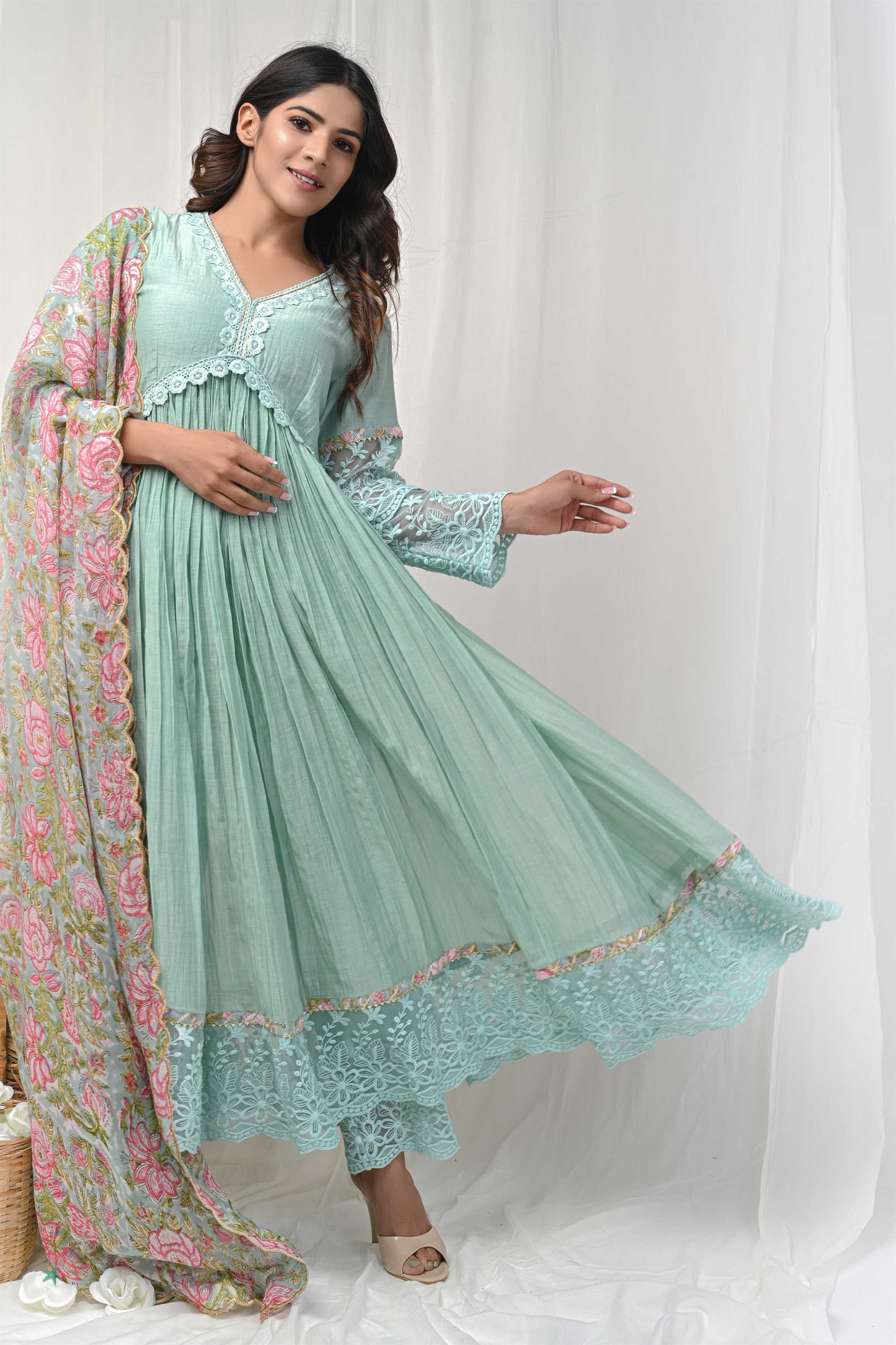 Dusty Green  Lace Anarkali