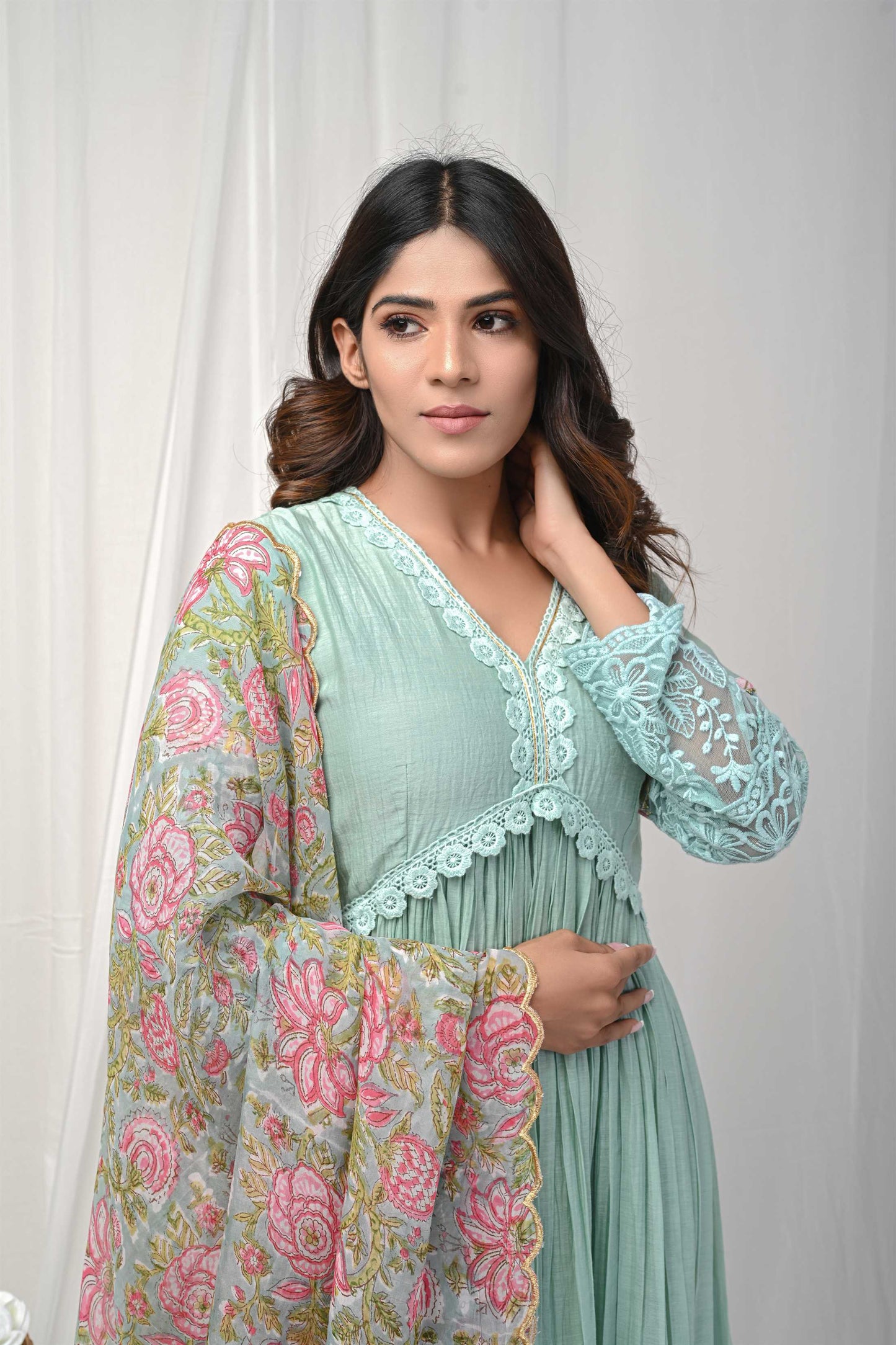Dusty Green  Lace Anarkali
