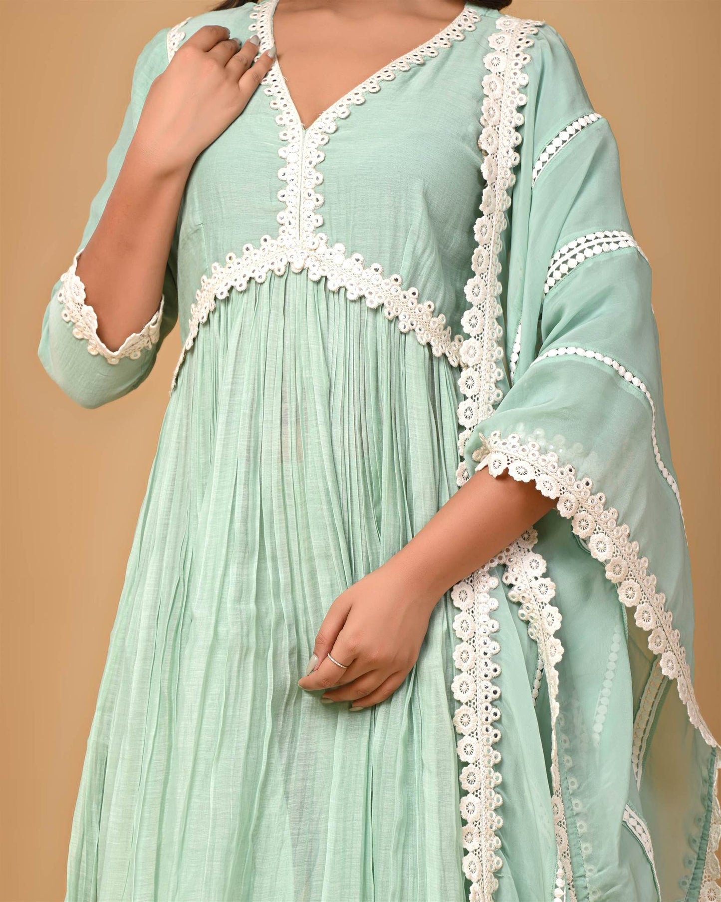 Dusty Green Lace Anarkali