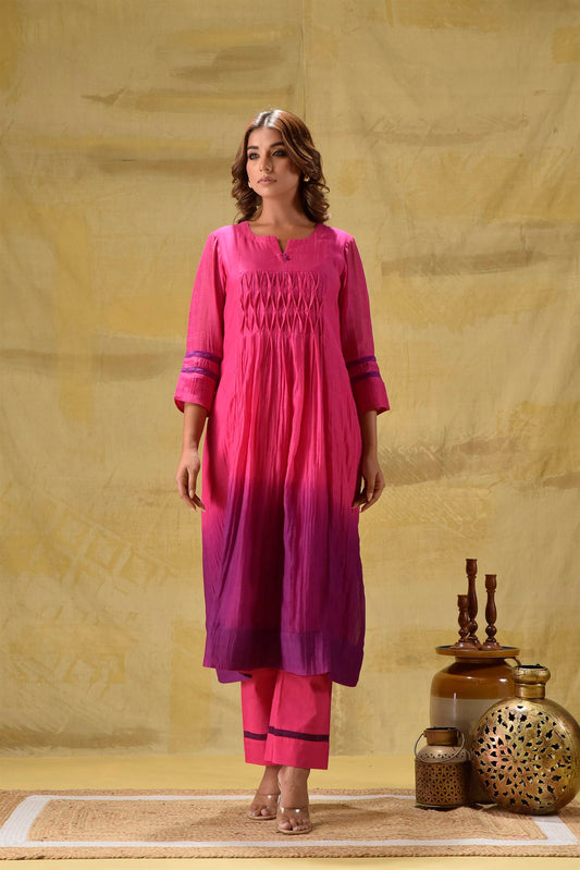 Rani/Purple Ombre Kurta Pant Set