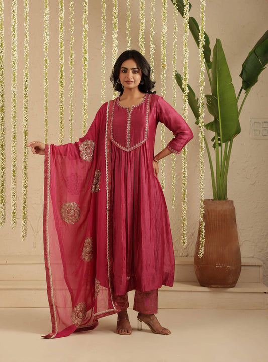 Deep magenta Sequence Suit Set