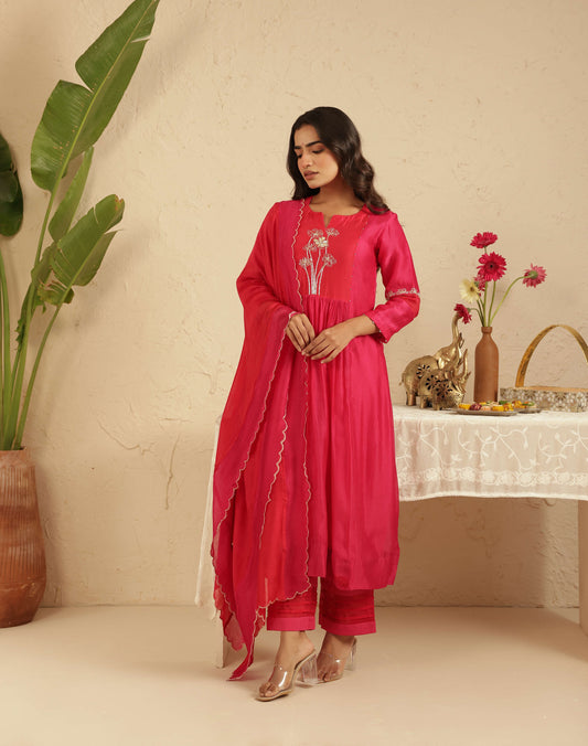 Rani Cut dana suit set with Red Dupatta