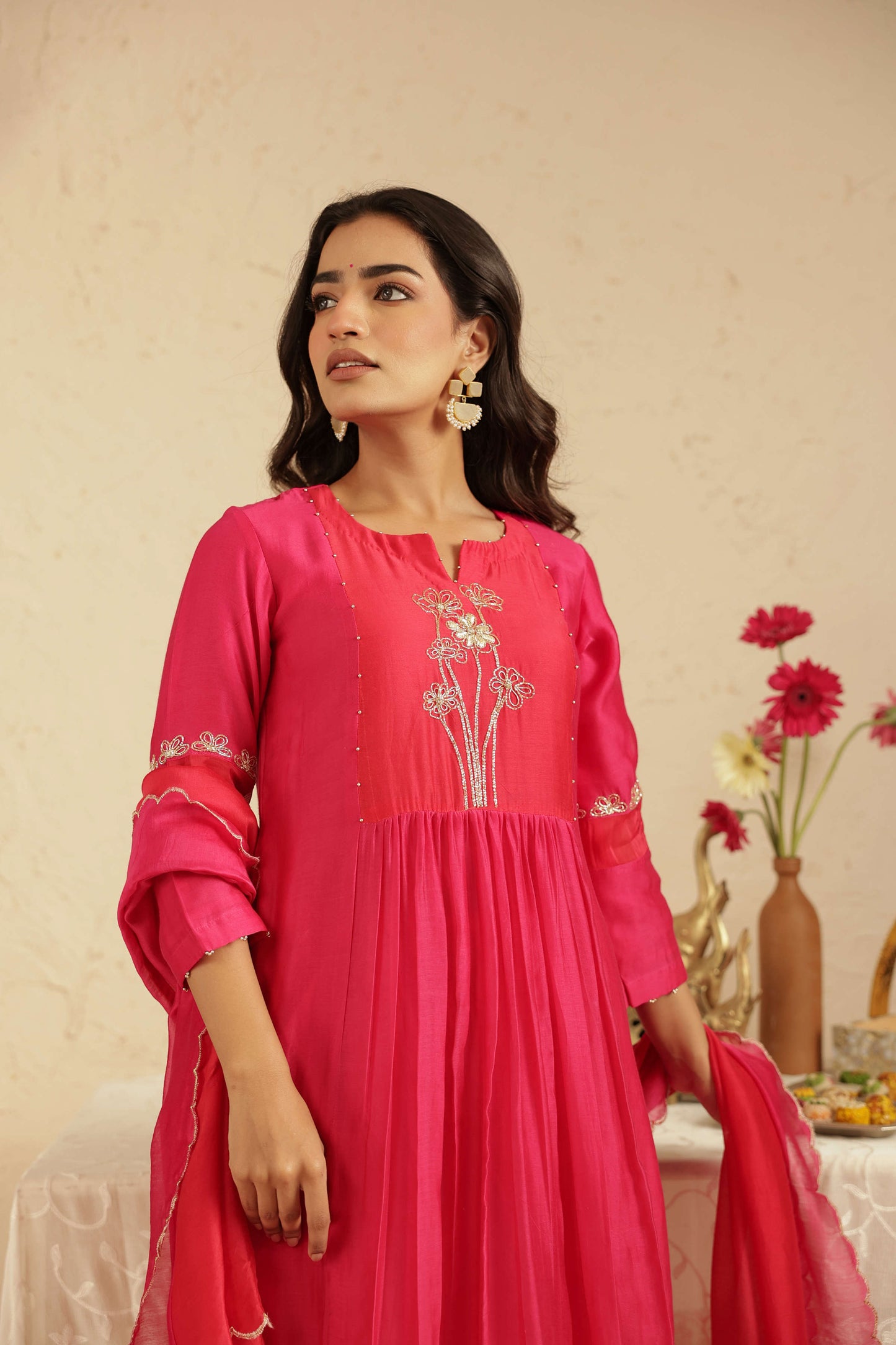 Rani Cut dana suit set with Red Dupatta