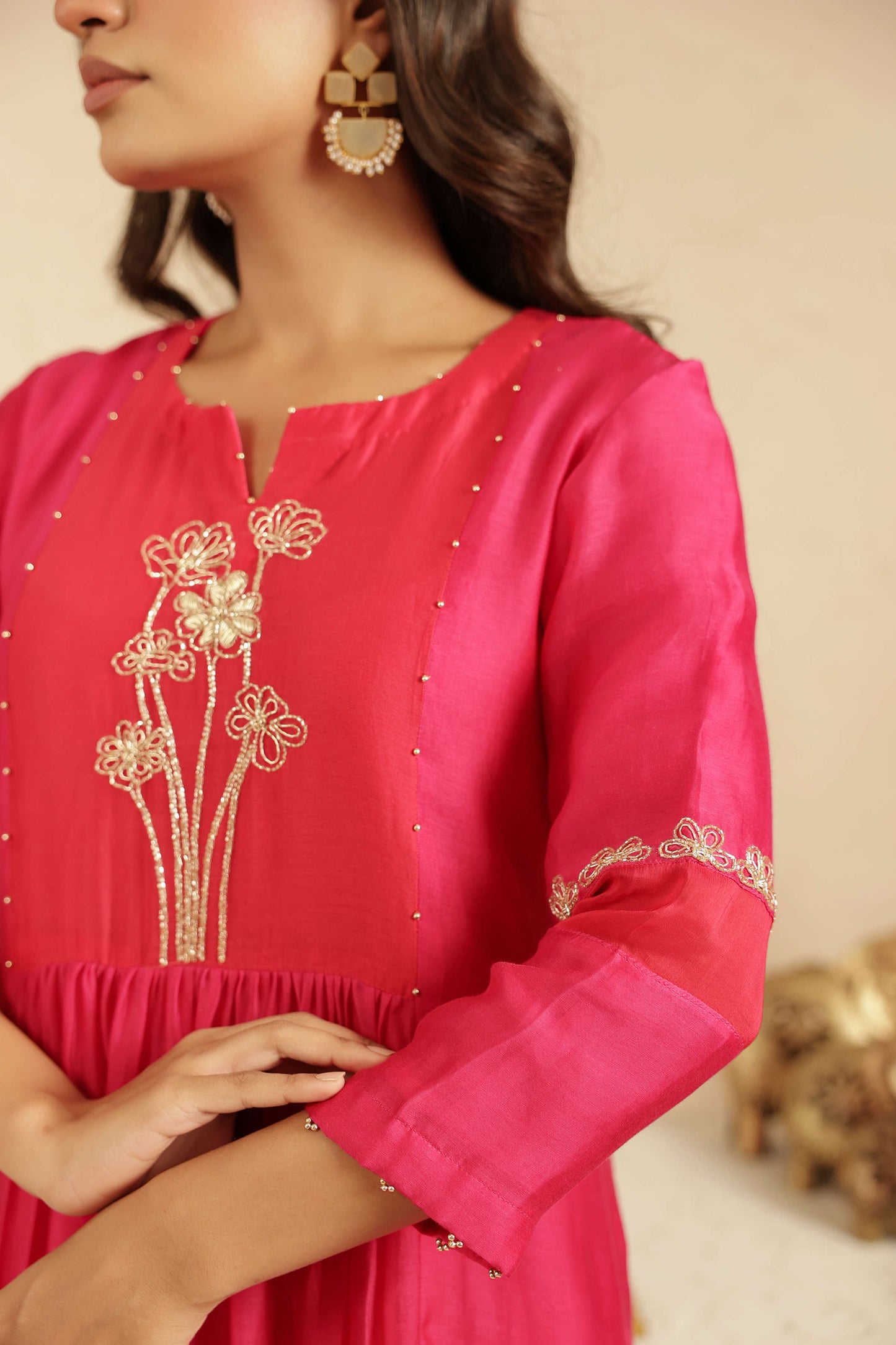 Rani Cut dana suit set with Red Dupatta